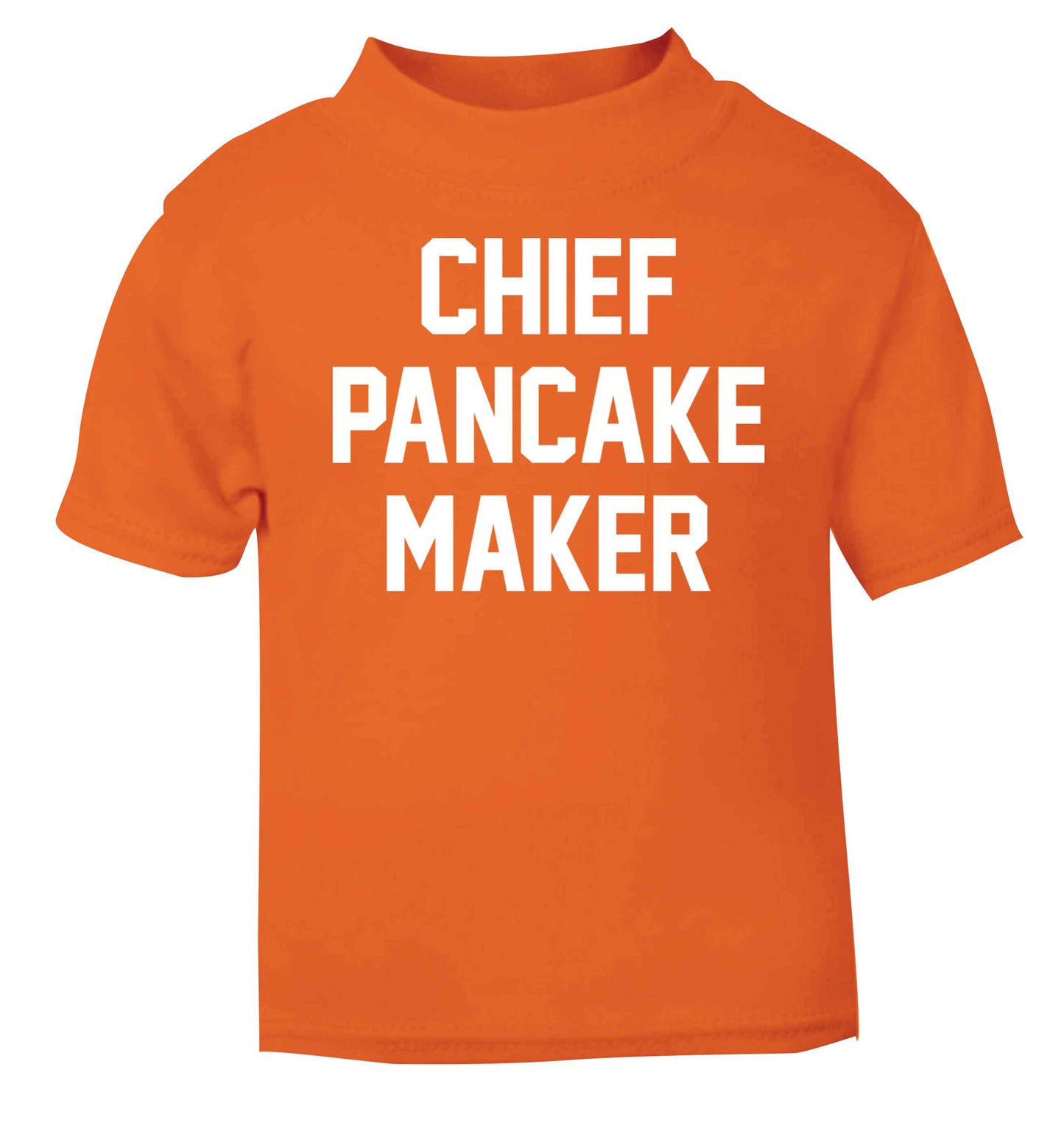 Chief pancake maker orange baby toddler Tshirt 2 Years