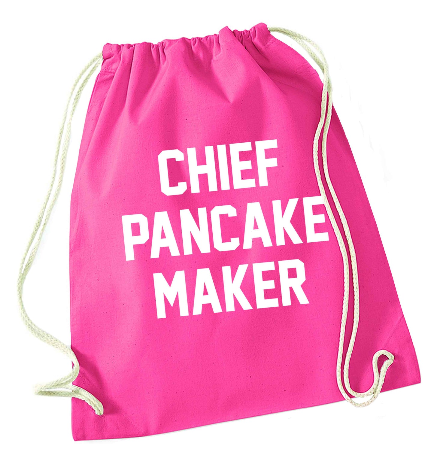 Chief pancake maker pink drawstring bag