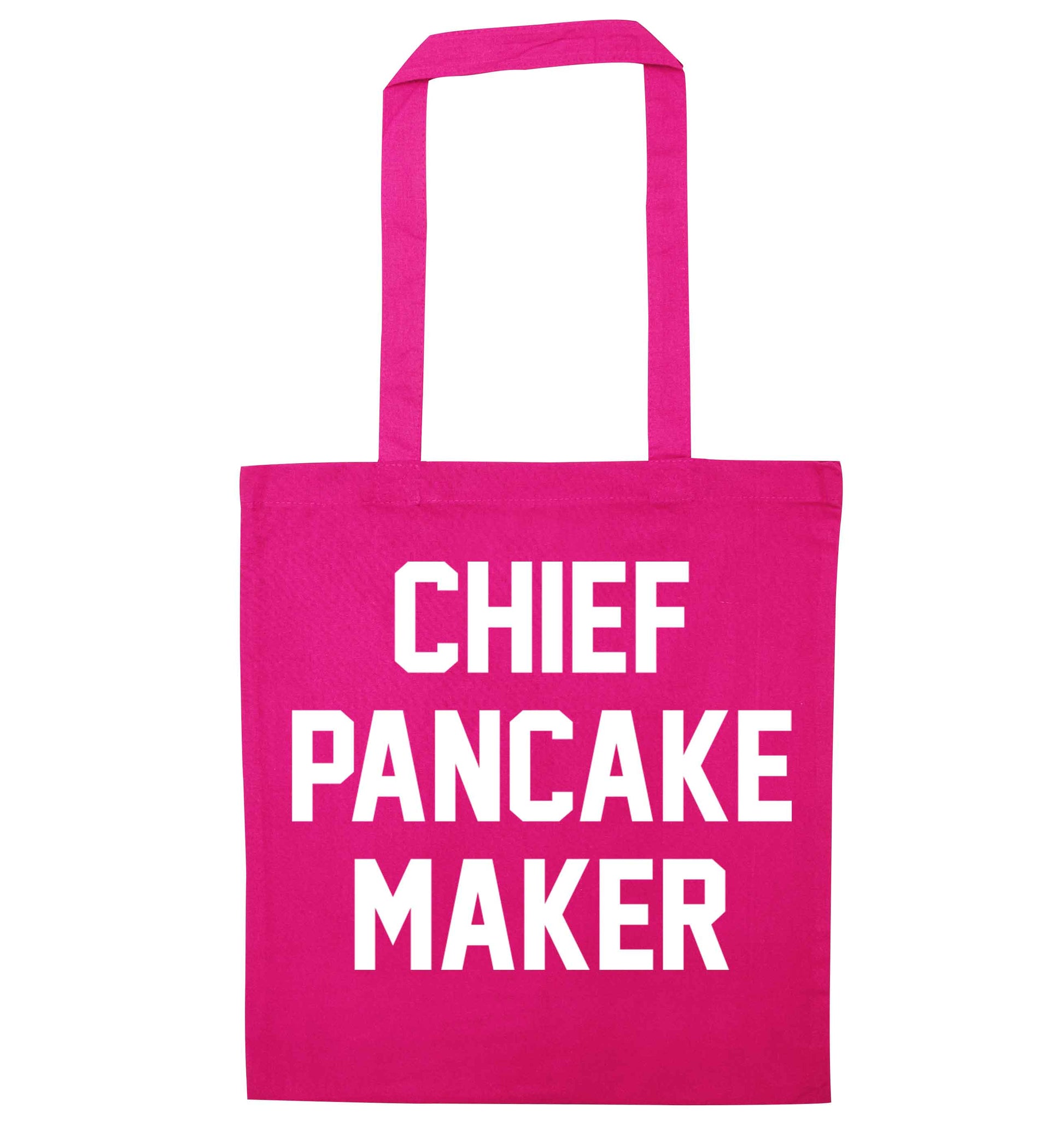 Chief pancake maker pink tote bag