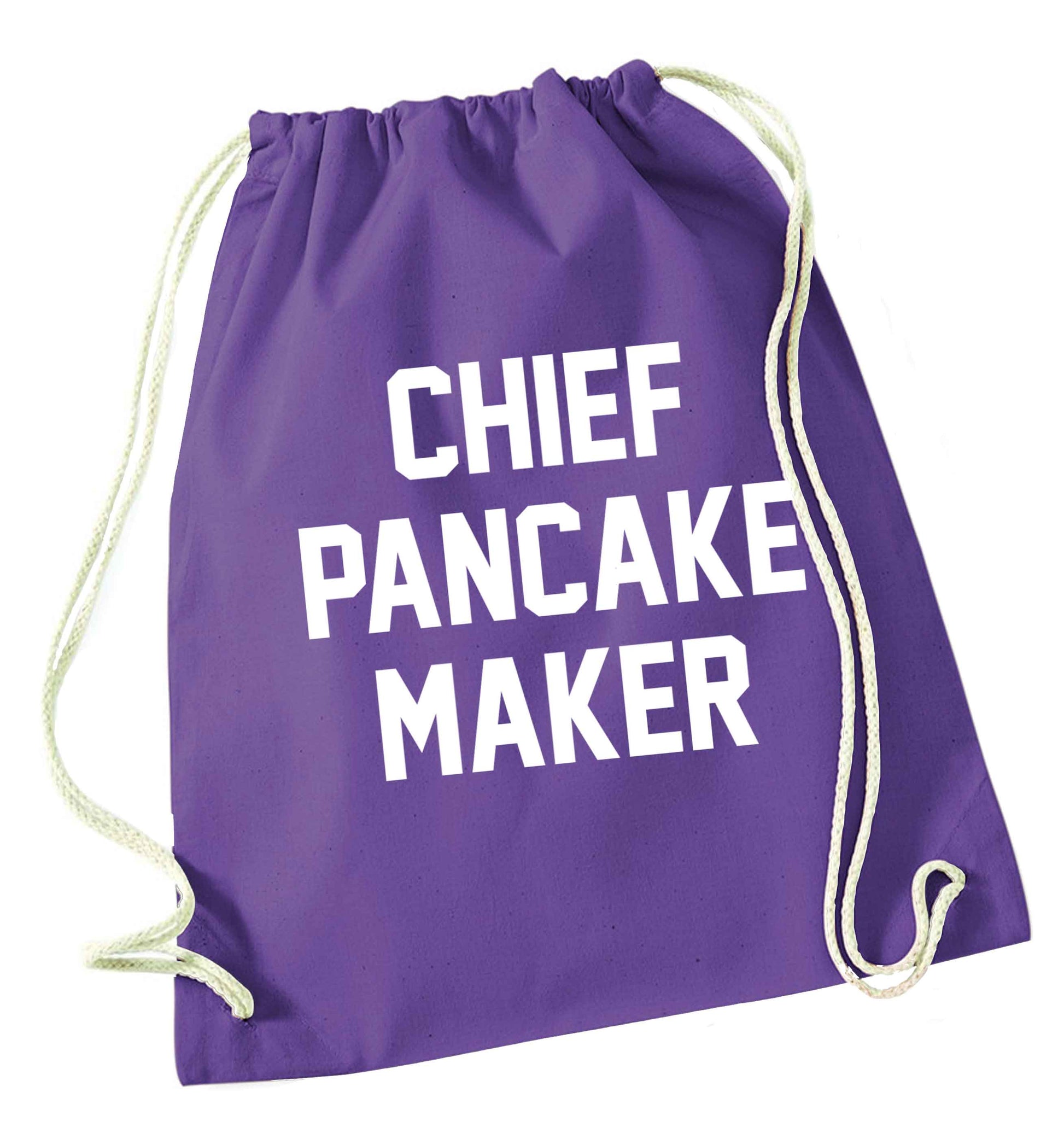 Chief pancake maker purple drawstring bag