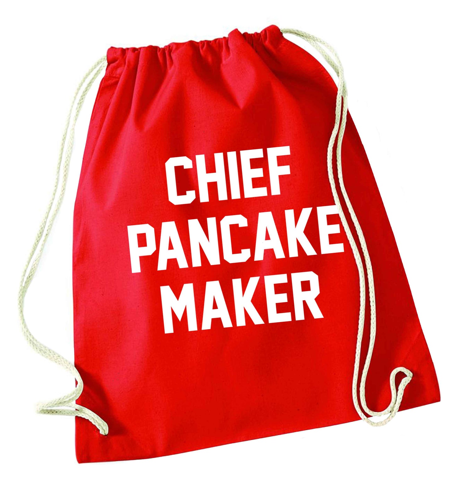 Chief pancake maker red drawstring bag 