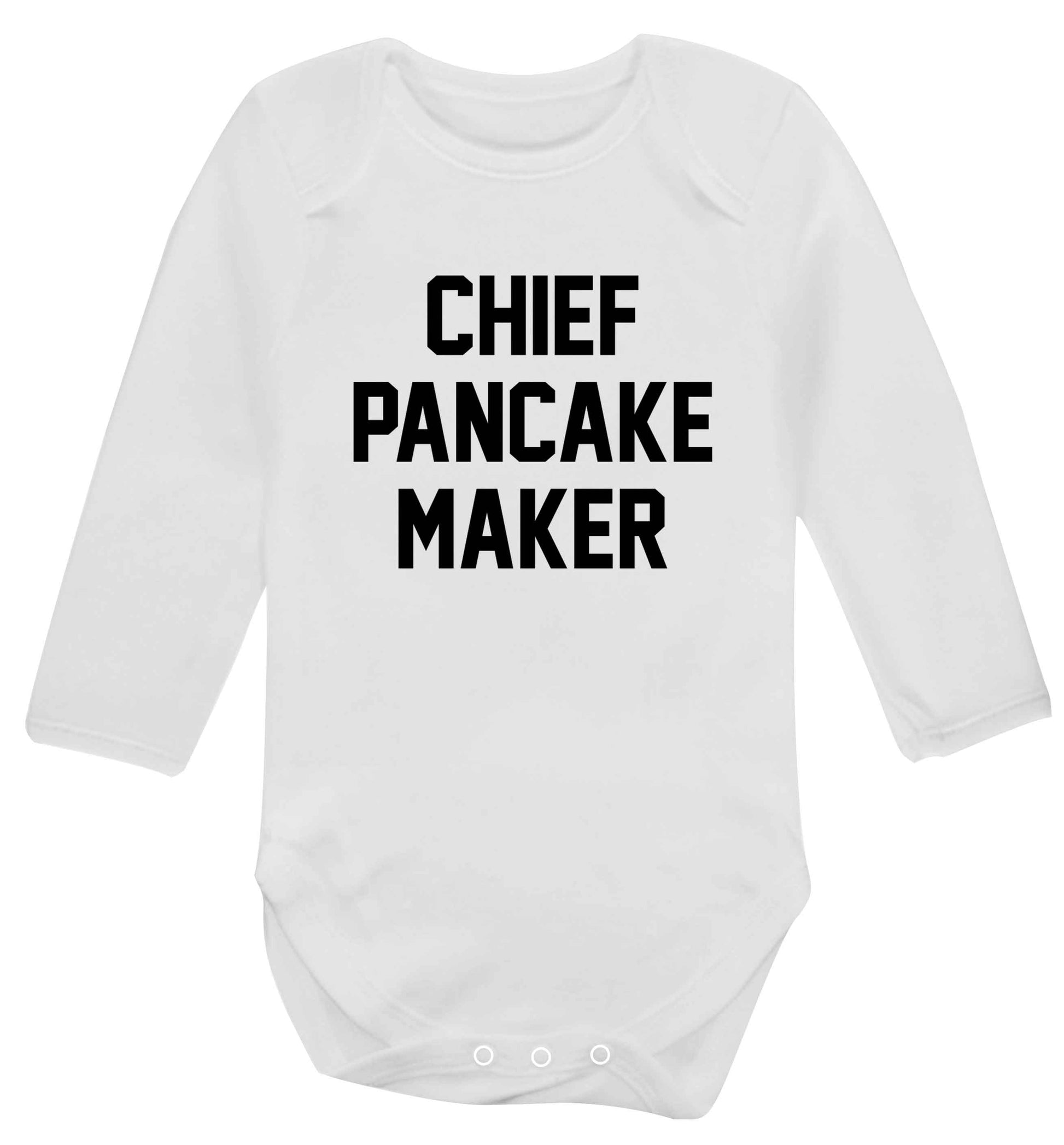 Chief pancake maker baby vest long sleeved white 6-12 months
