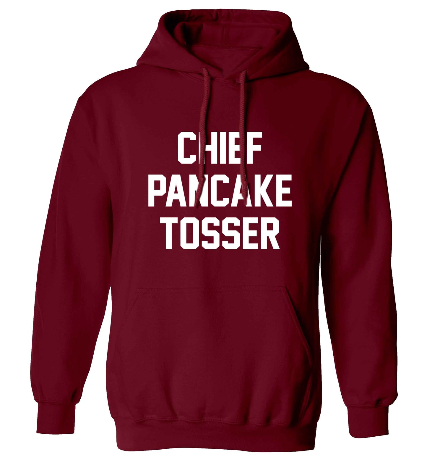 Chief pancake tosser adults unisex maroon hoodie 2XL