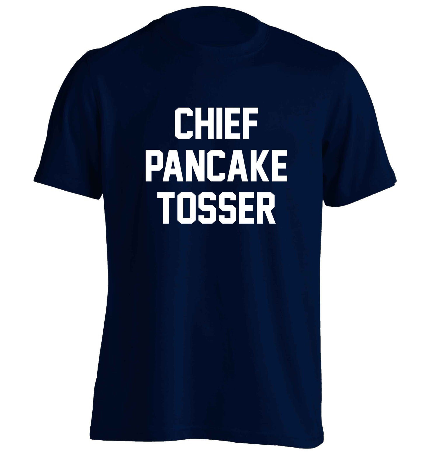 Chief pancake tosser adults unisex navy Tshirt 2XL