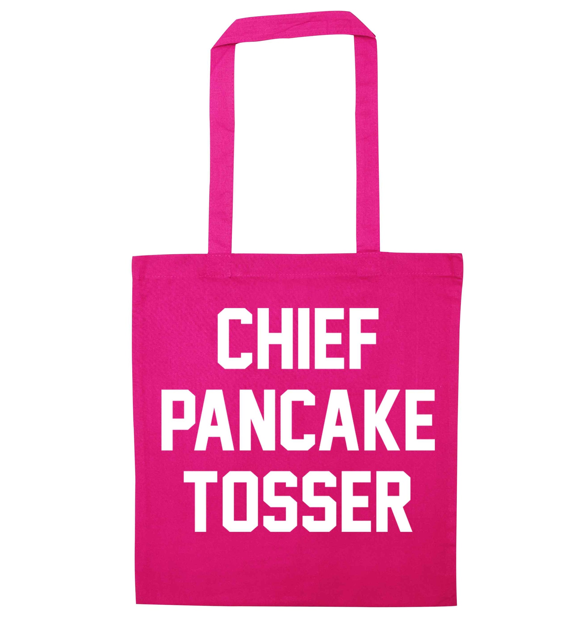 Chief pancake tosser pink tote bag
