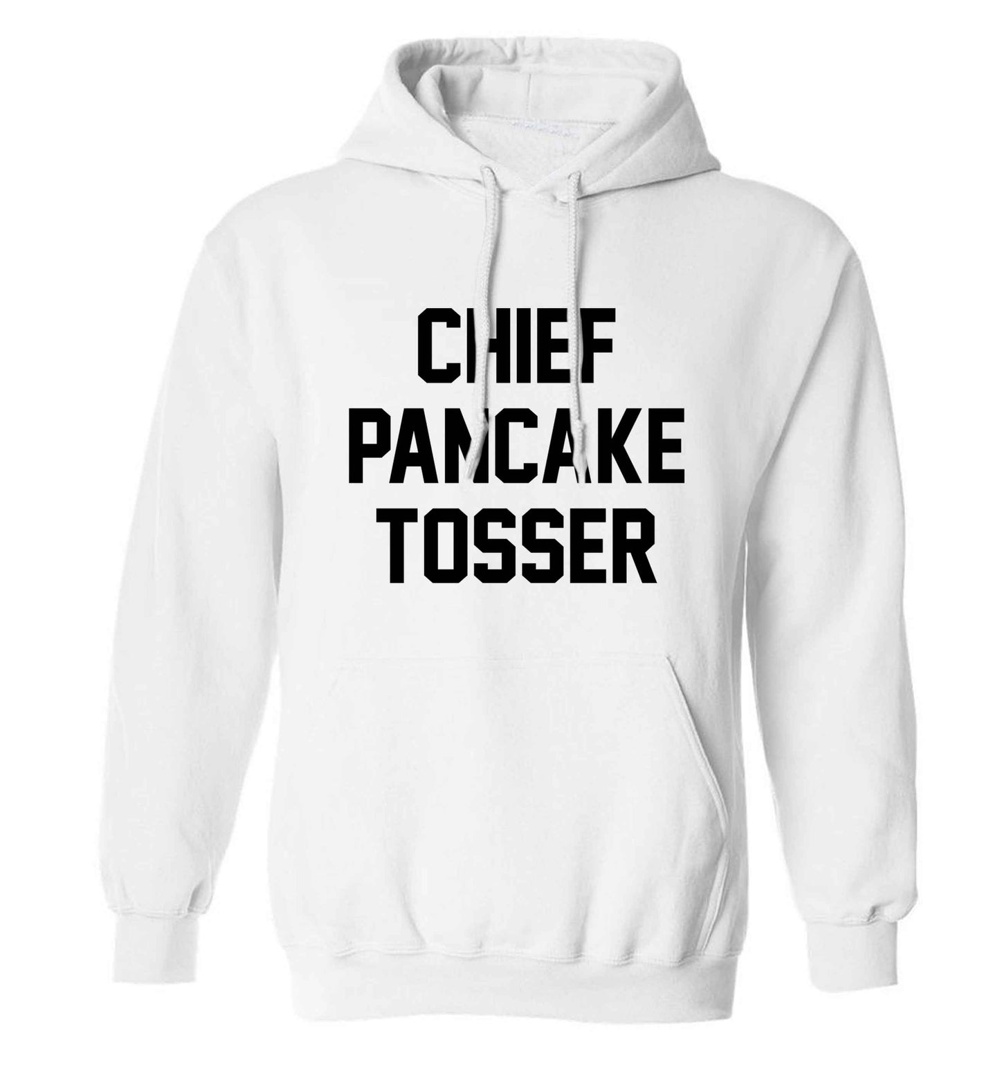 Chief pancake tosser adults unisex white hoodie 2XL