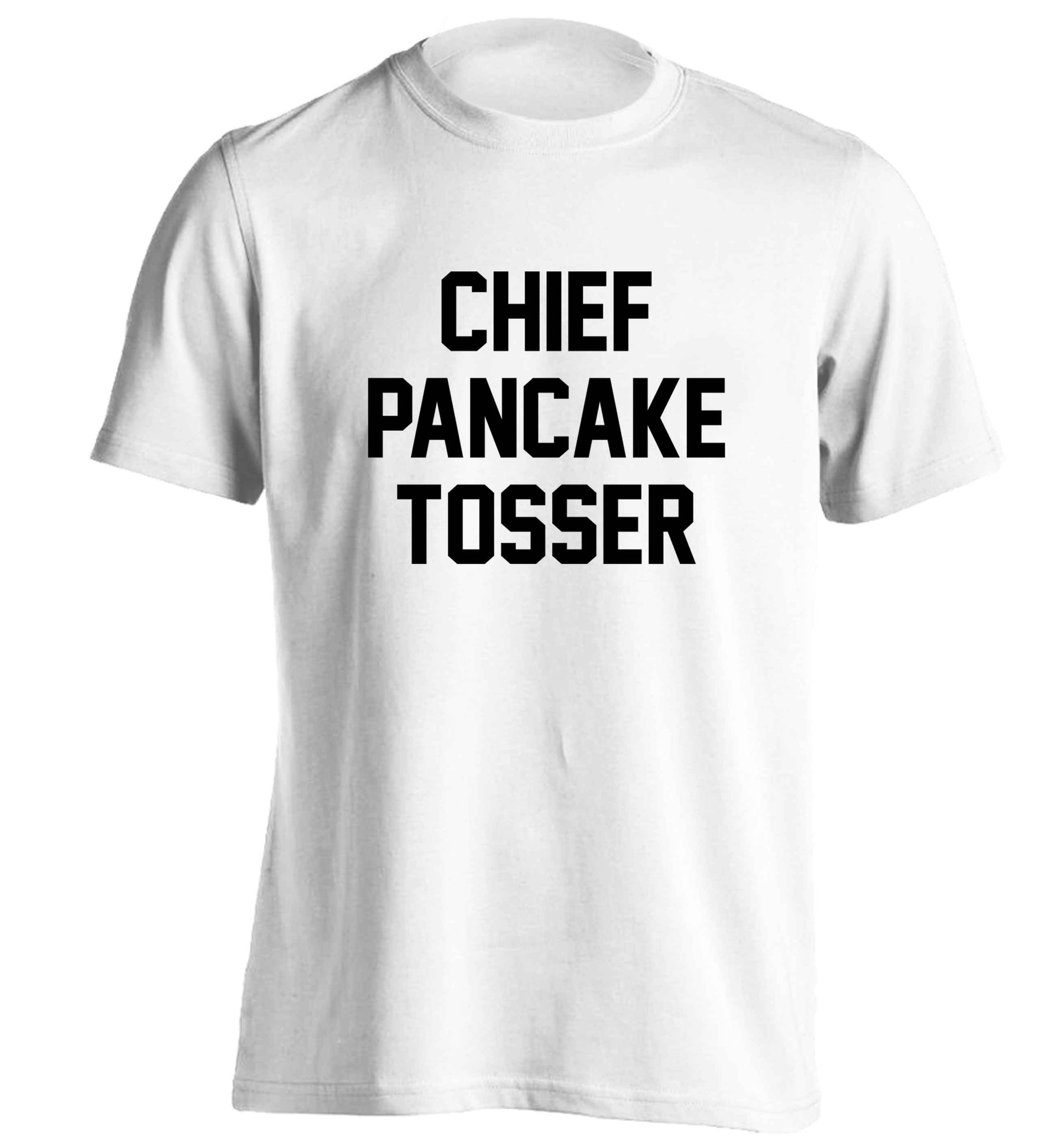 Chief pancake tosser adults unisex white Tshirt 2XL