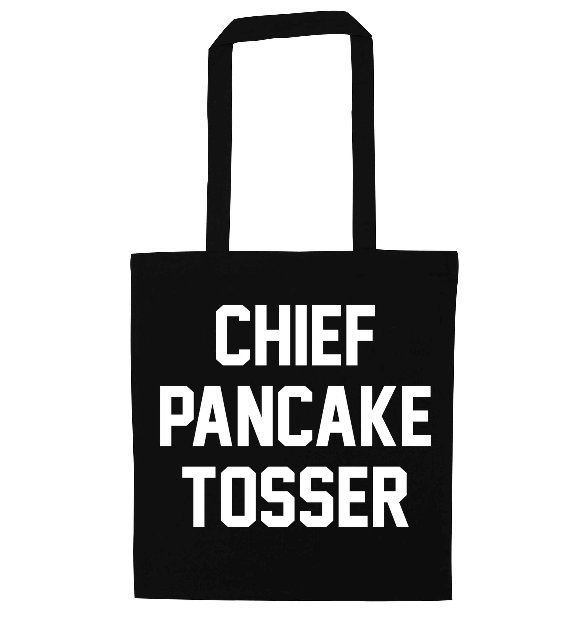 Happiness is pancakes black tote bag