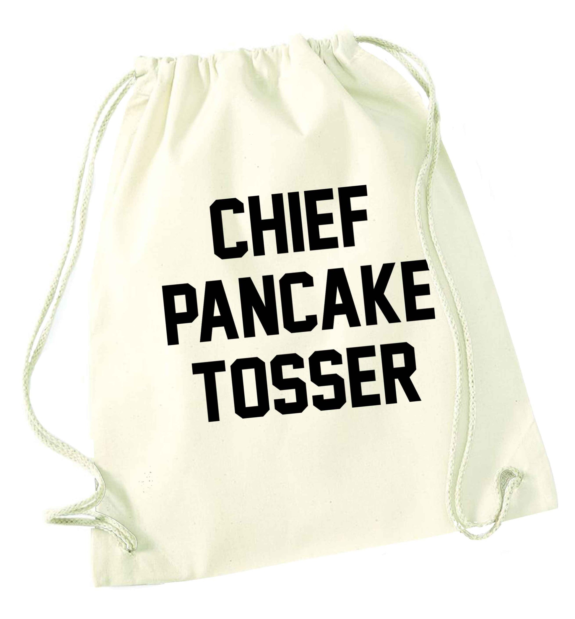 Happiness is pancakes natural drawstring bag