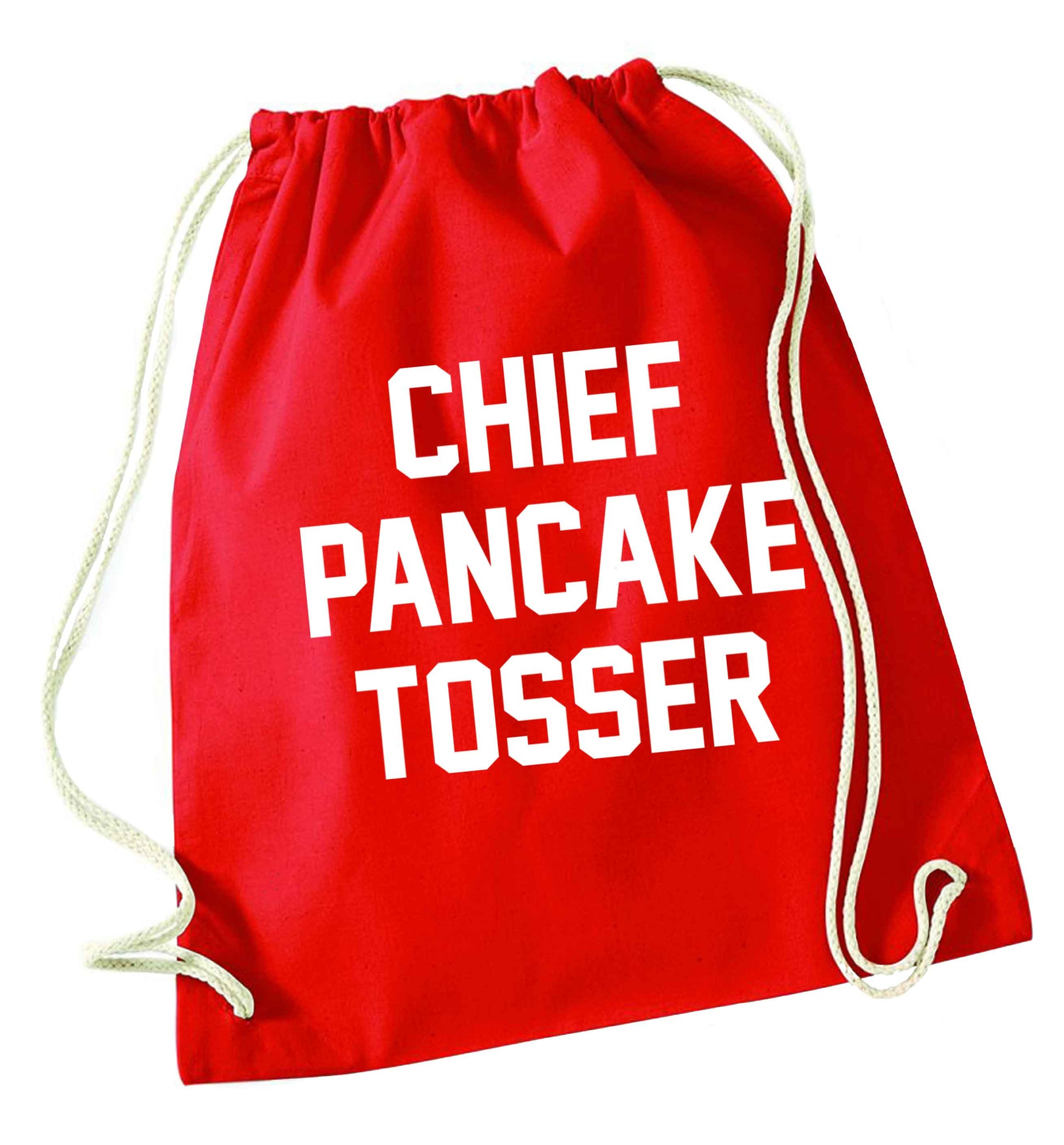 Happiness is pancakes red drawstring bag 