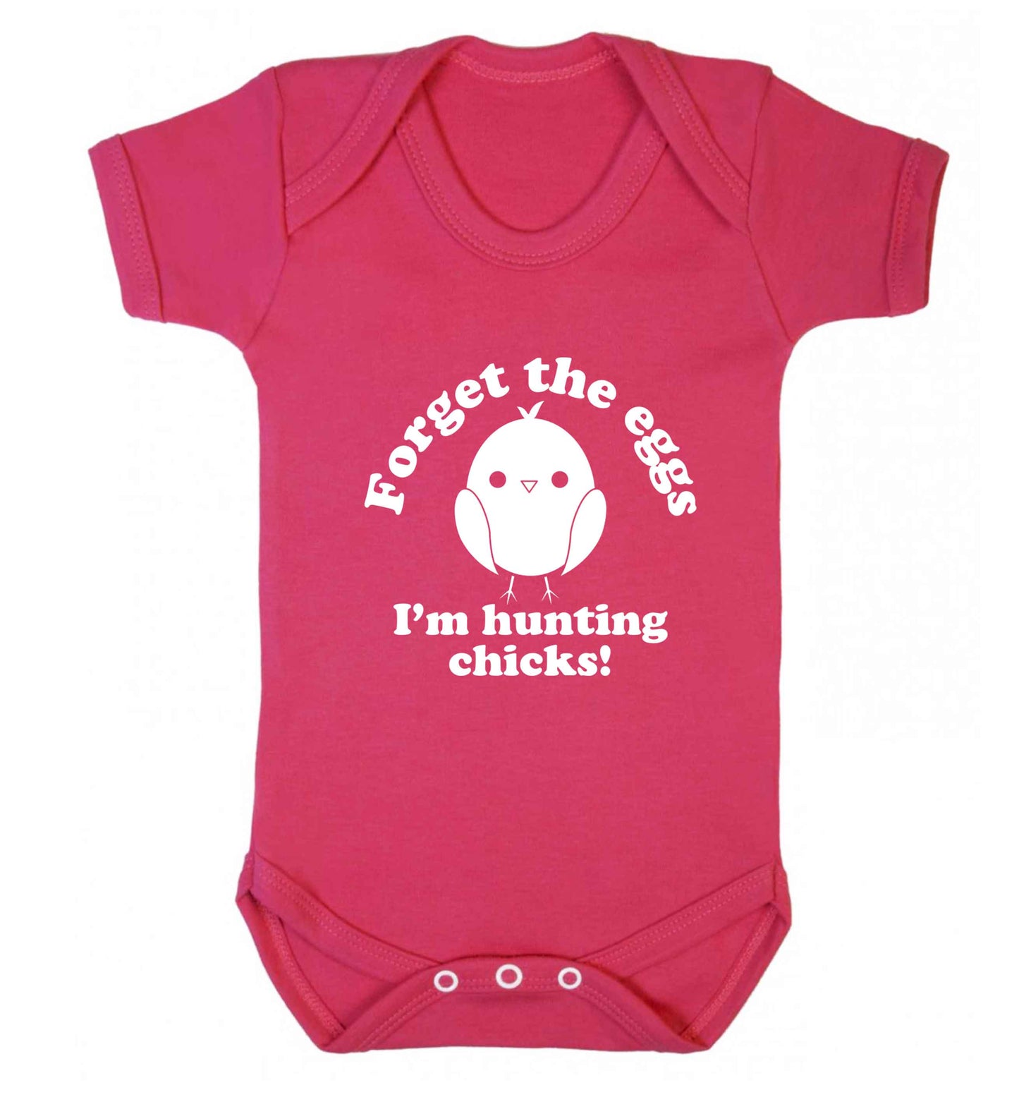 Forget the eggs I'm hunting chicks! baby vest dark pink 18-24 months