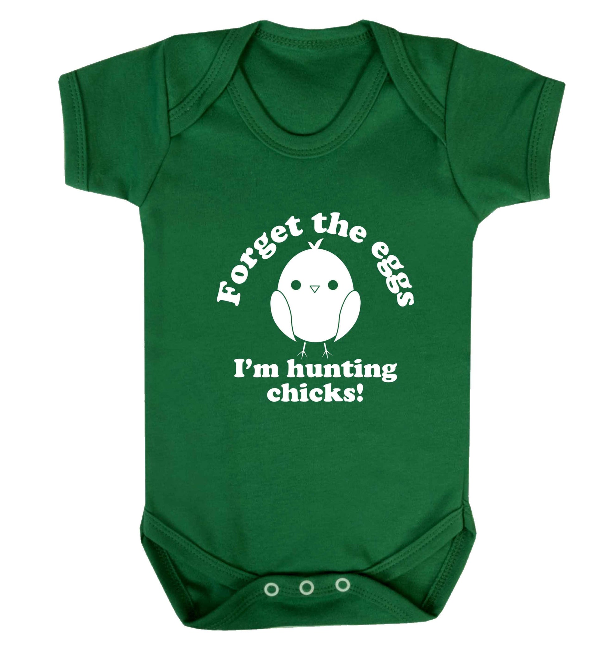 Forget the eggs I'm hunting chicks! baby vest green 18-24 months