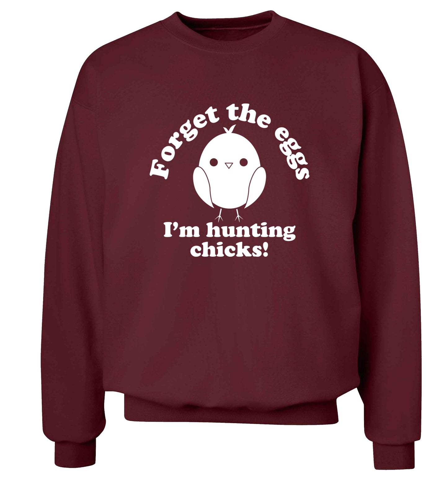 Forget the eggs I'm hunting chicks! adult's unisex maroon sweater 2XL
