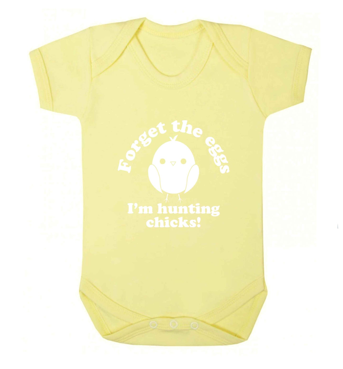 Forget the eggs I'm hunting chicks! baby vest pale yellow 18-24 months