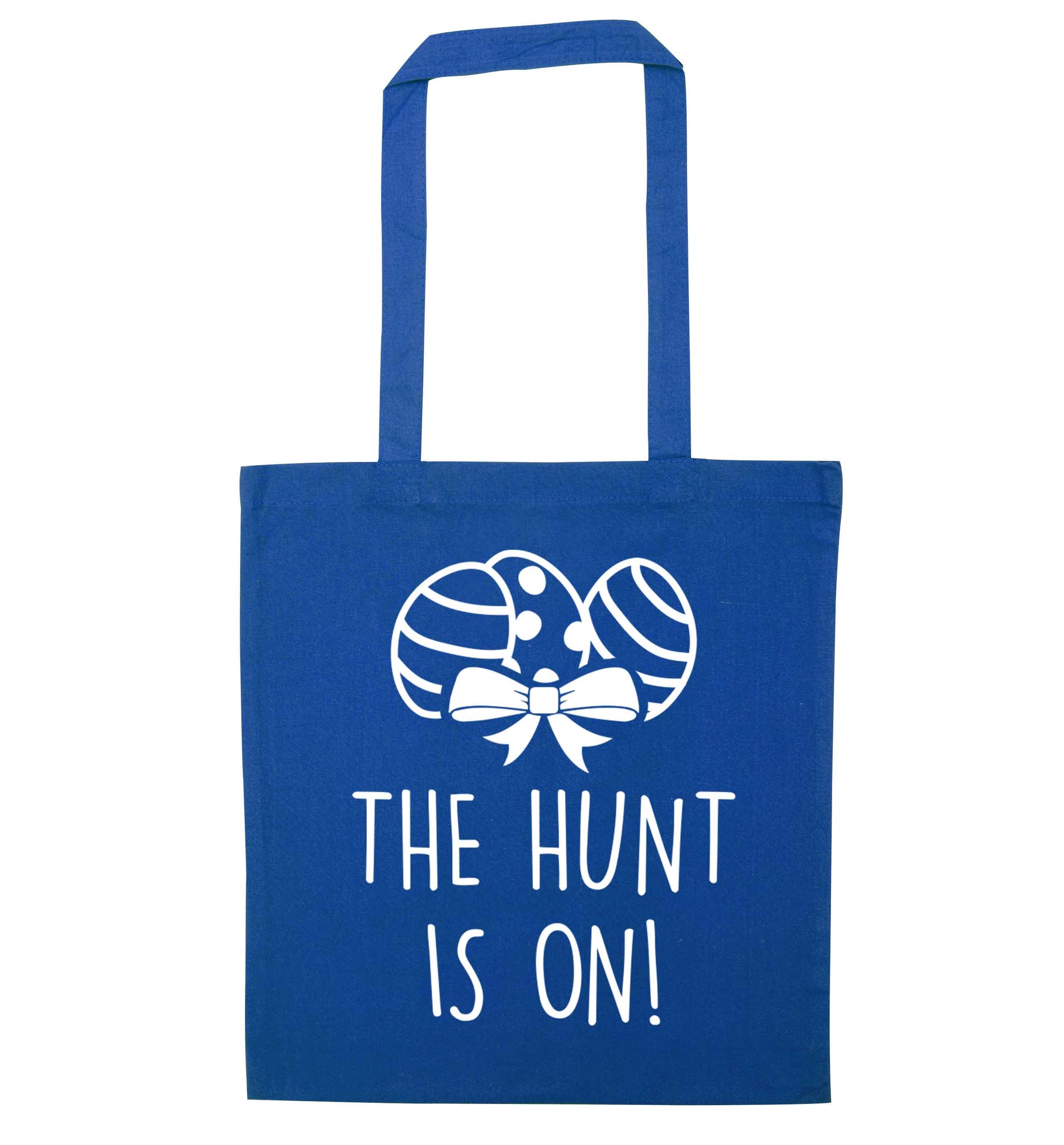 The hunt is on blue tote bag