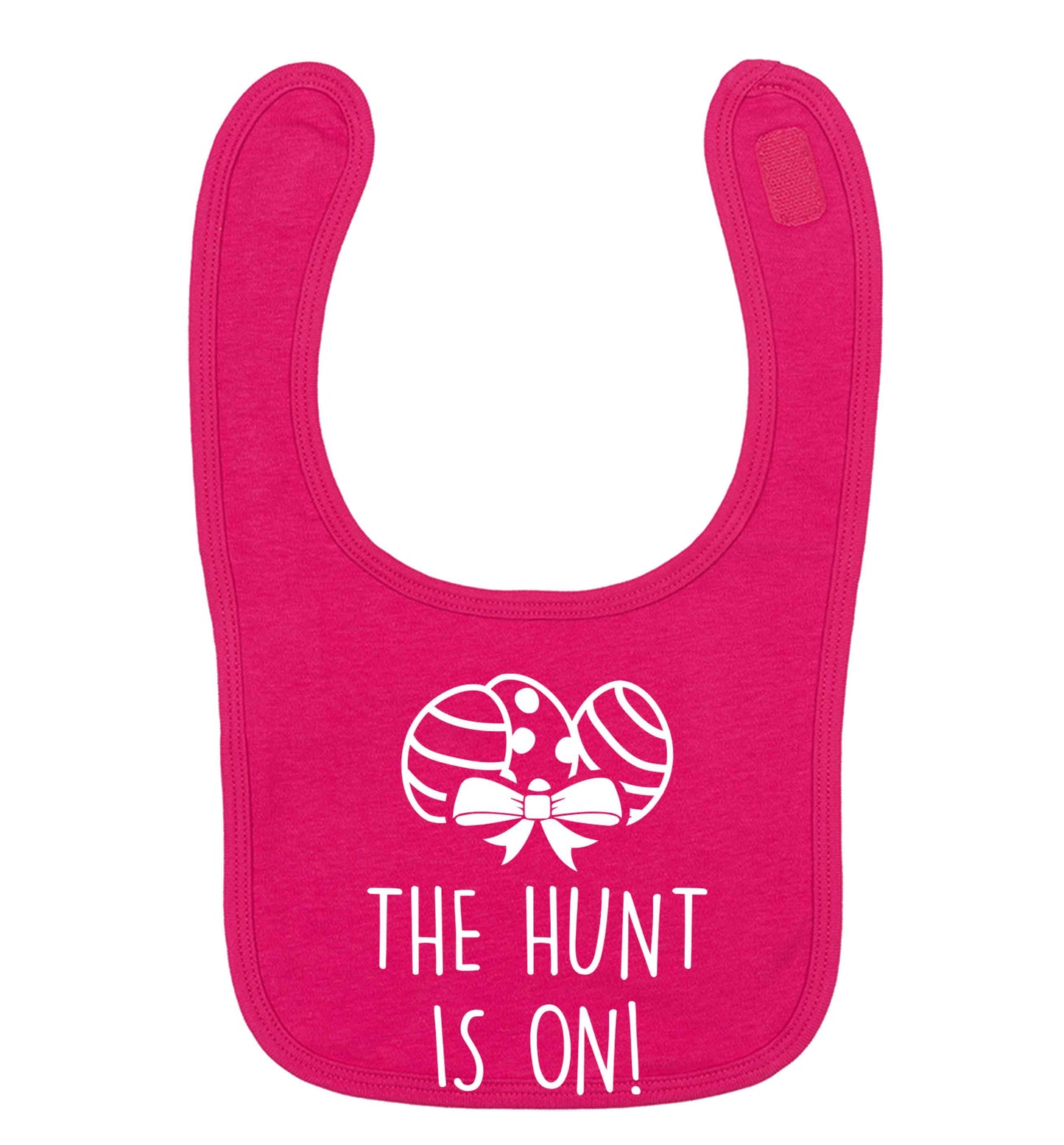 The hunt is on dark pink baby bib