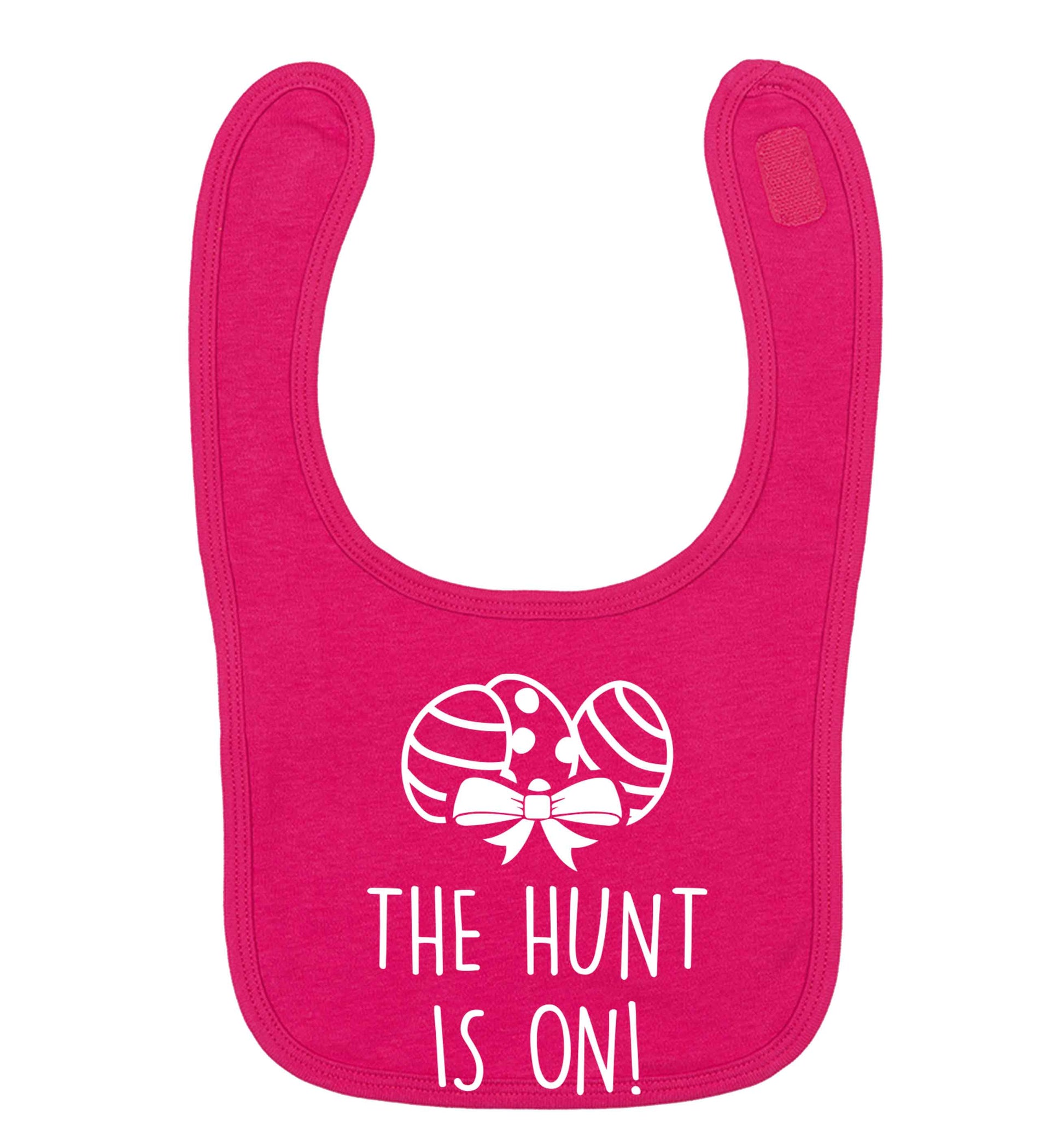The hunt is on dark pink baby bib