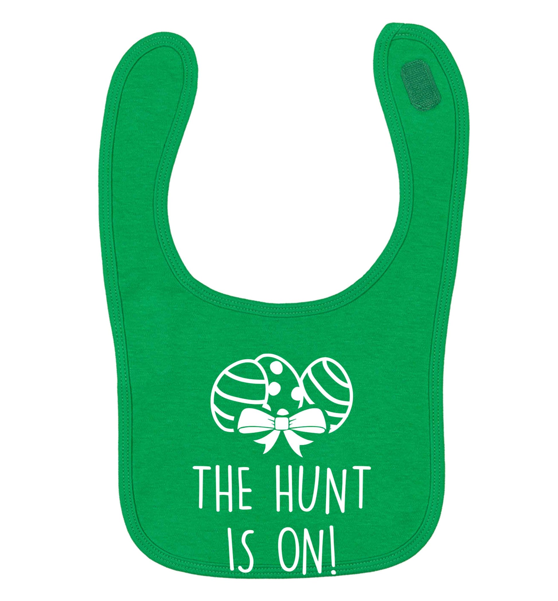 The hunt is on green baby bib