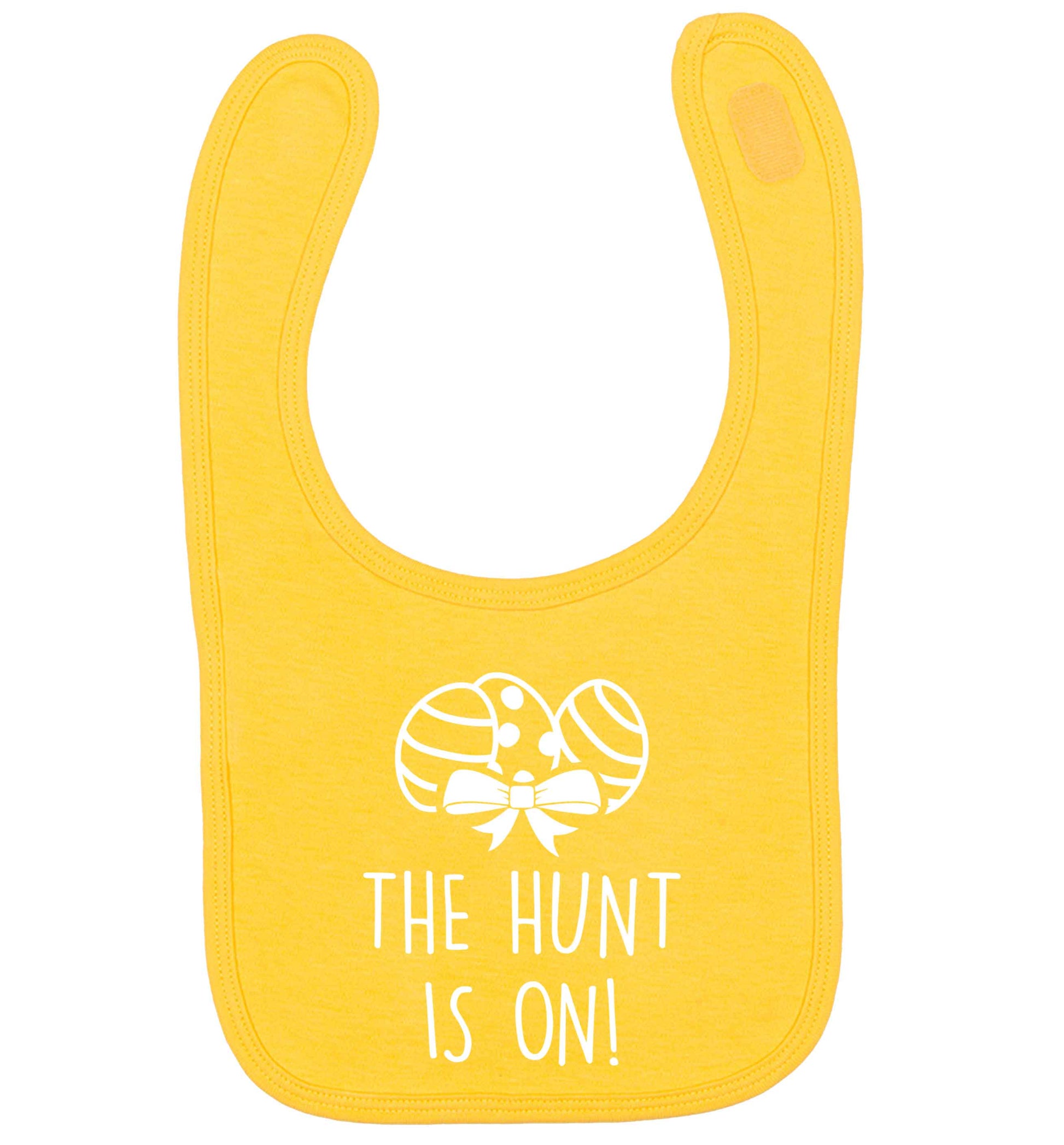 The hunt is on yellow baby bib