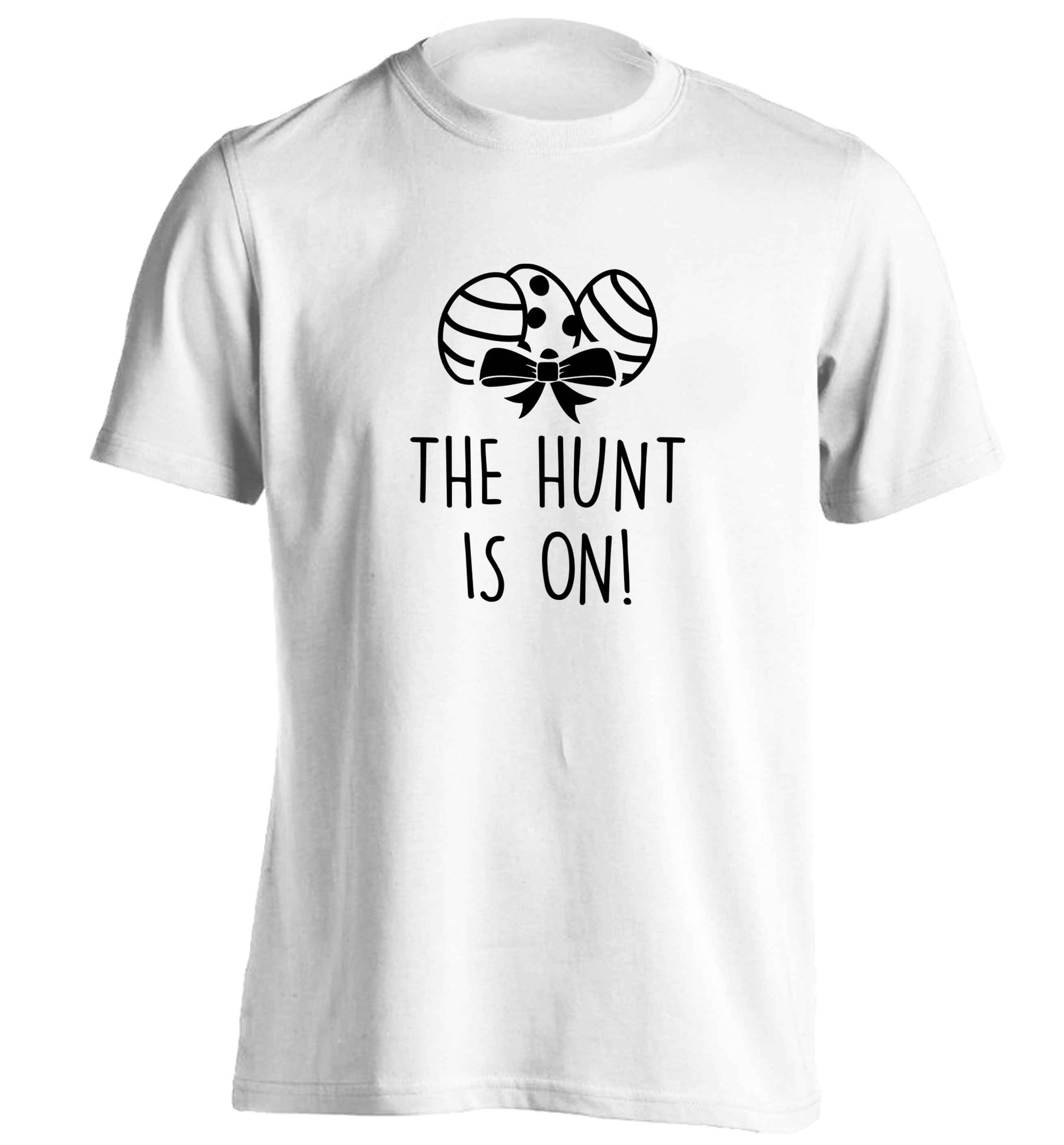 The hunt is on adults unisex white Tshirt 2XL