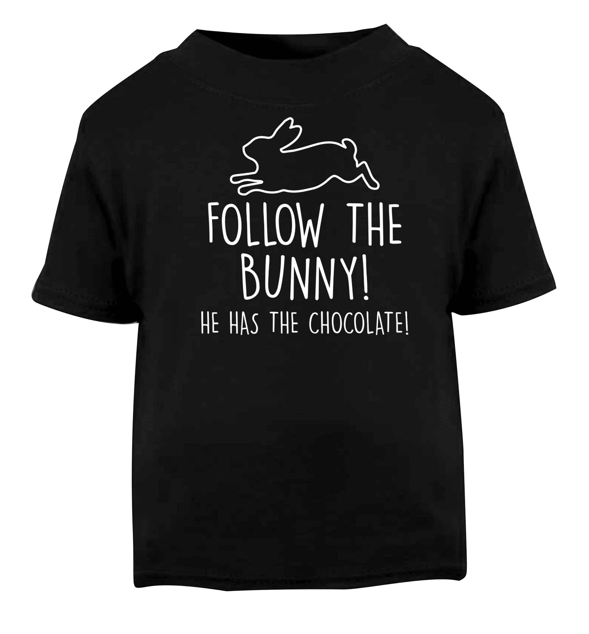Follow the bunny! He has the chocolate Black baby toddler Tshirt 2 years