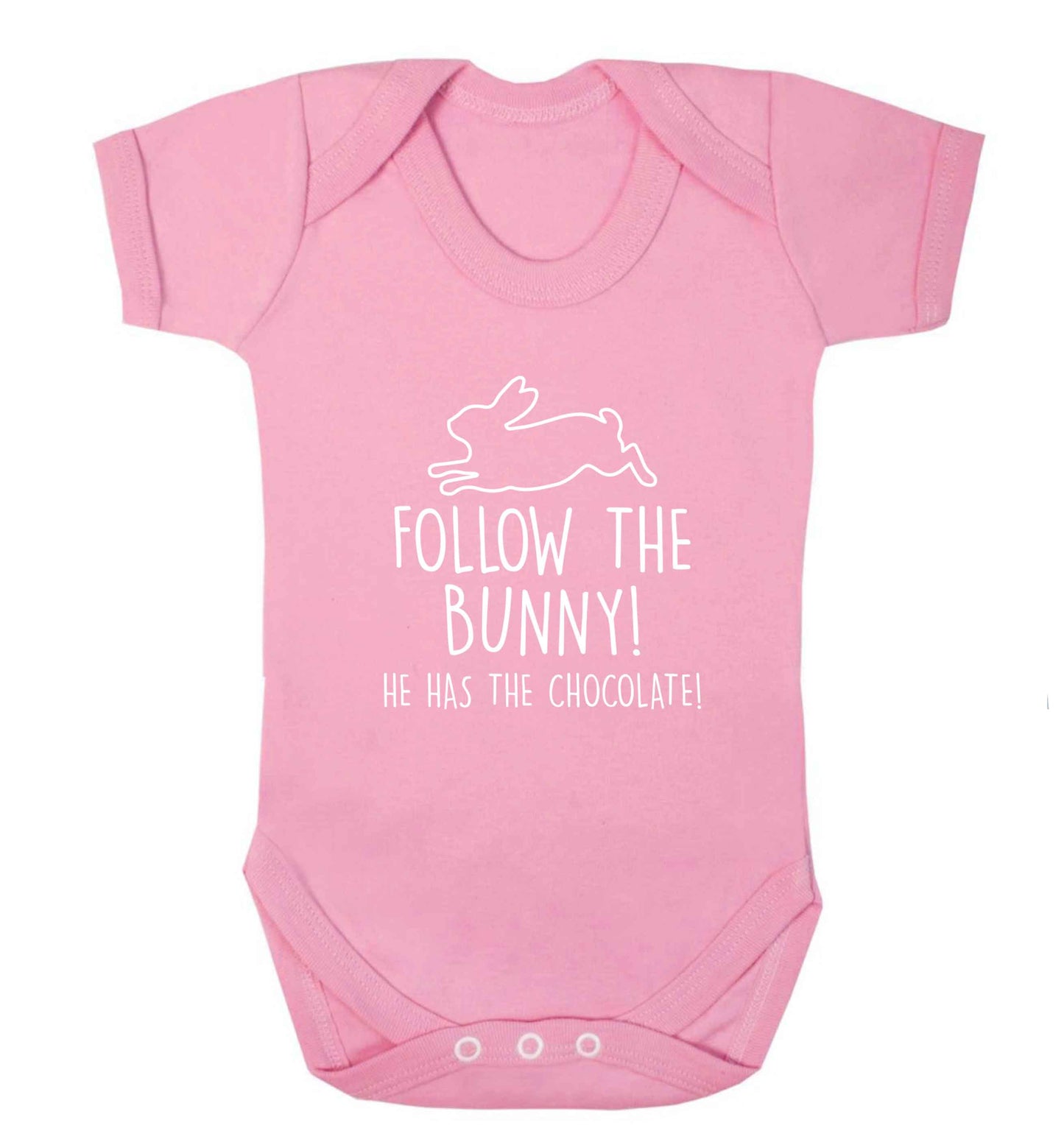 Follow the bunny! He has the chocolate baby vest pale pink 18-24 months