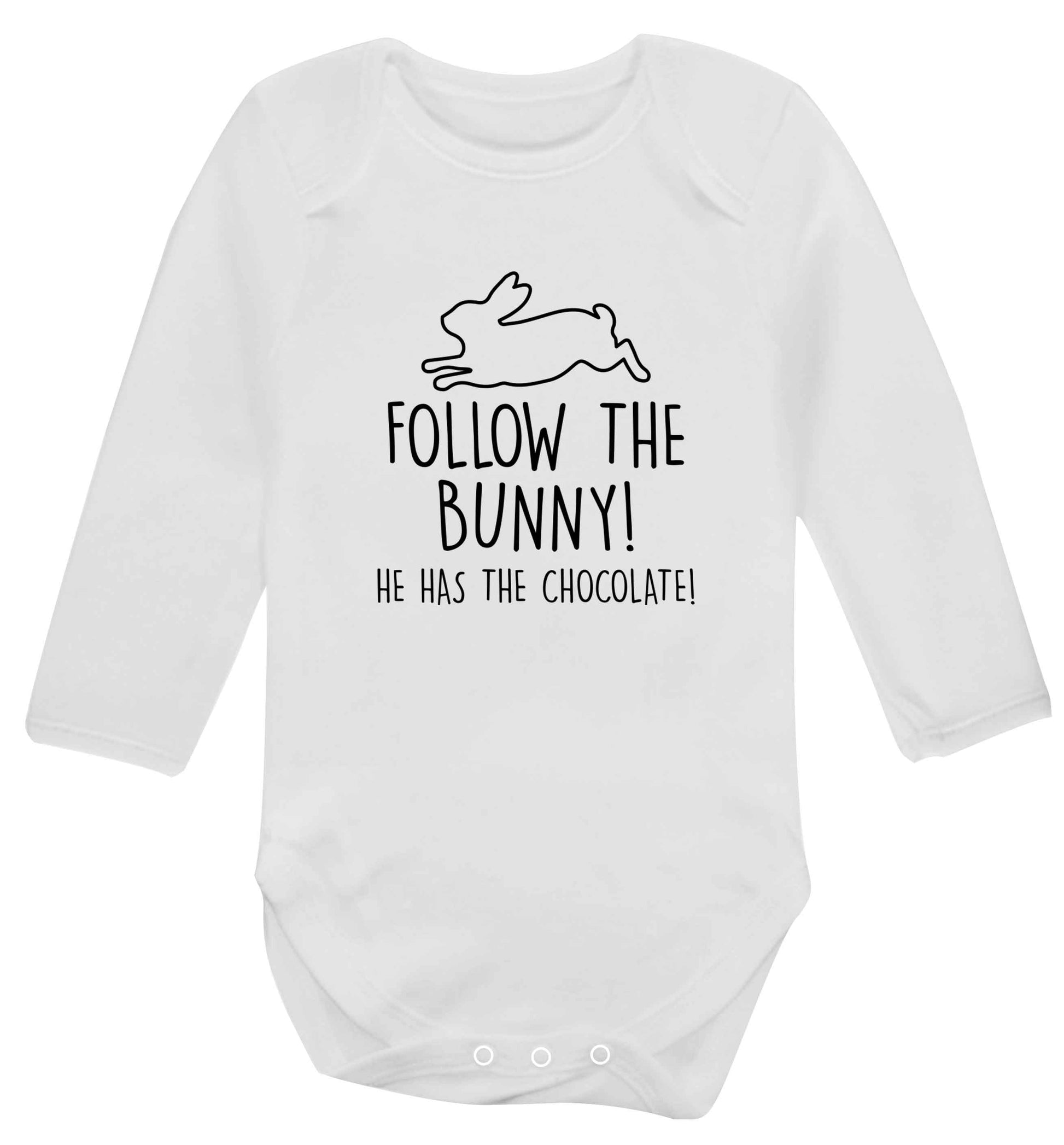Follow the bunny! He has the chocolate baby vest long sleeved white 6-12 months