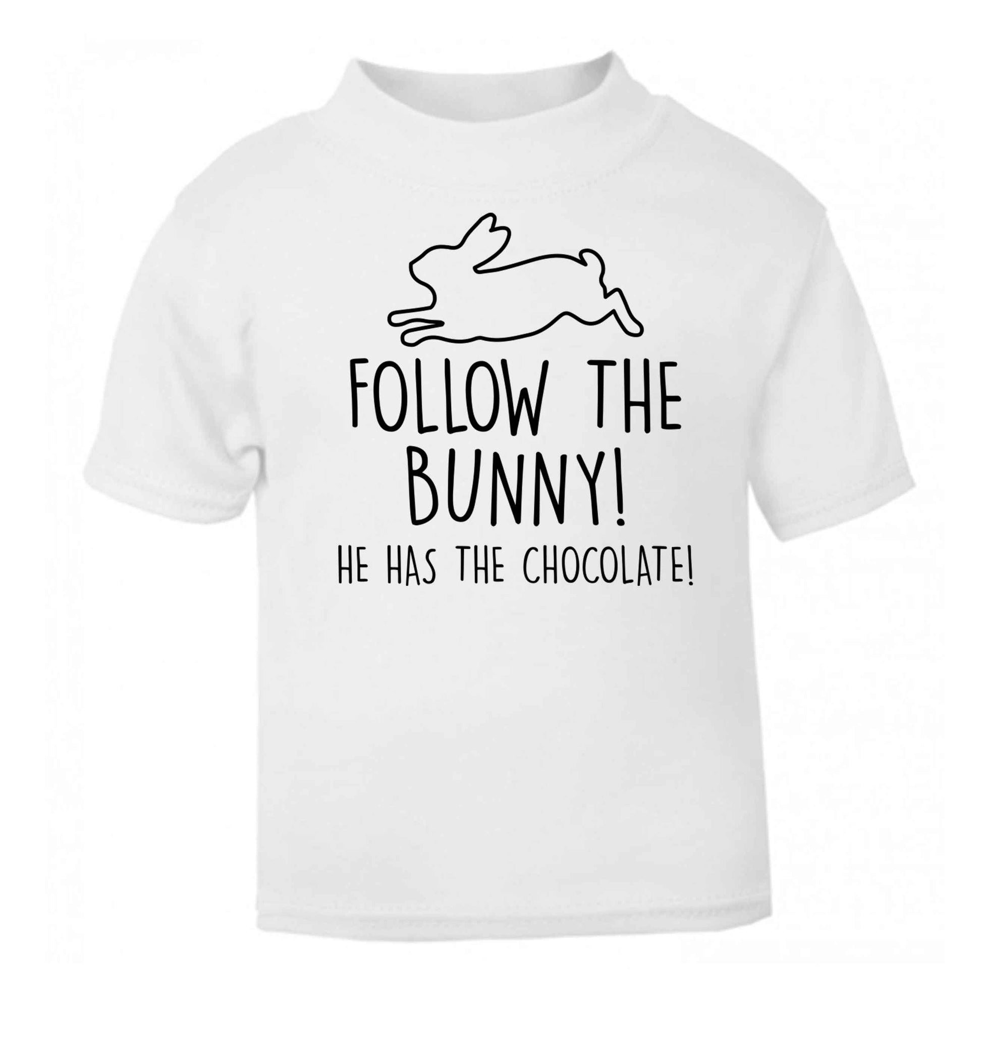 Follow the bunny! He has the chocolate white baby toddler Tshirt 2 Years