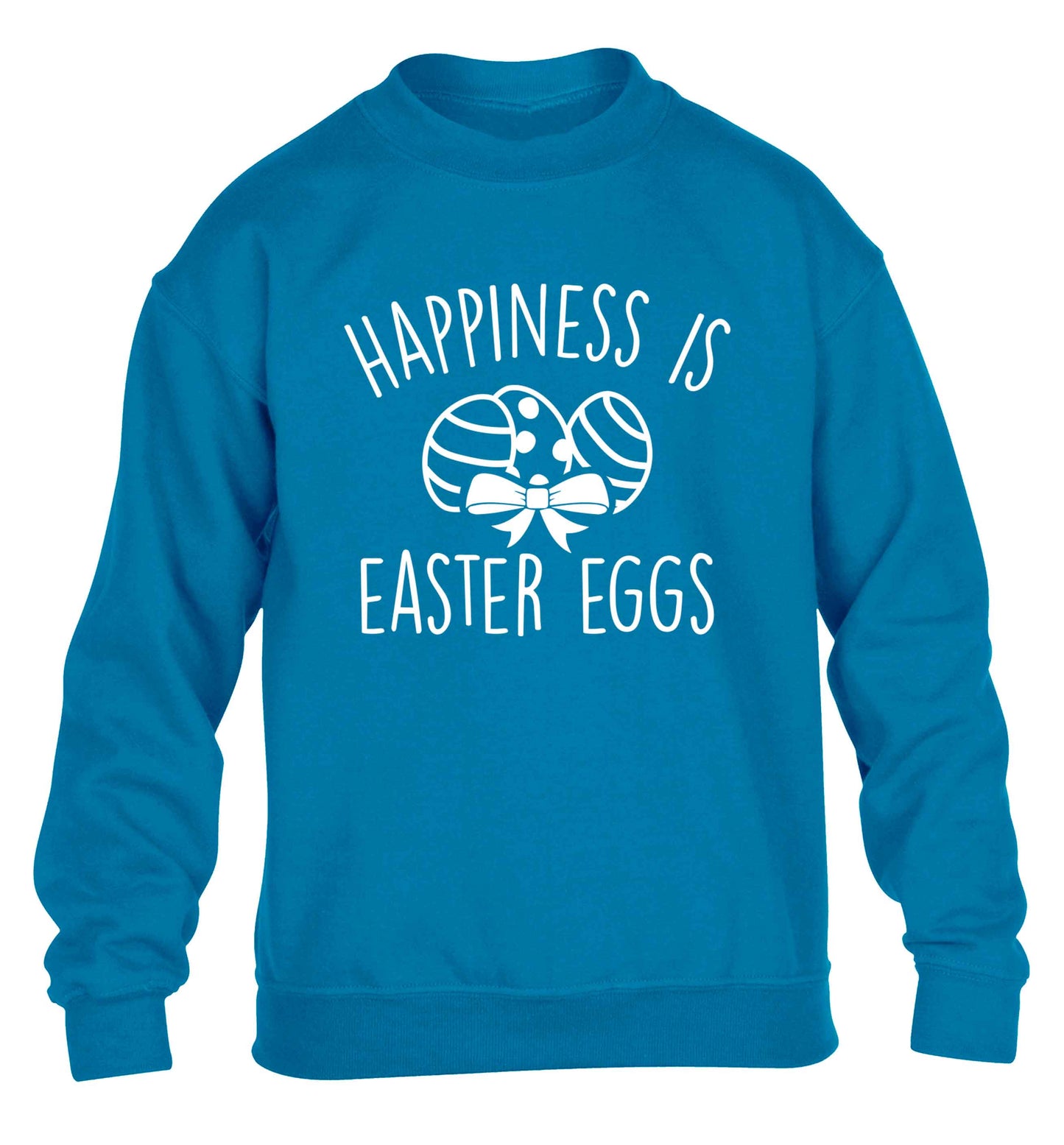 Happiness is Easter eggs children's blue sweater 12-13 Years