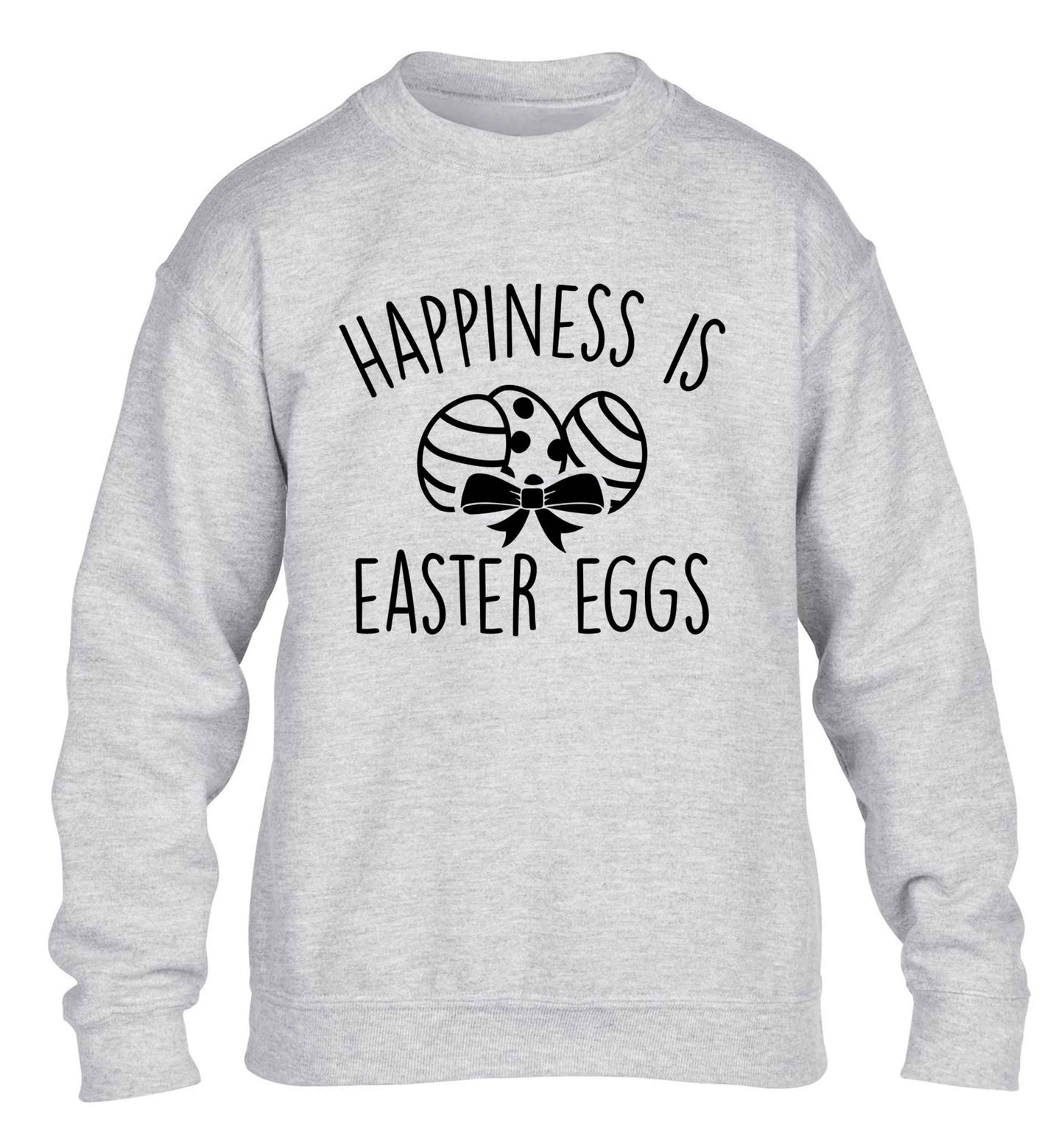 Happiness is Easter eggs children's grey sweater 12-13 Years