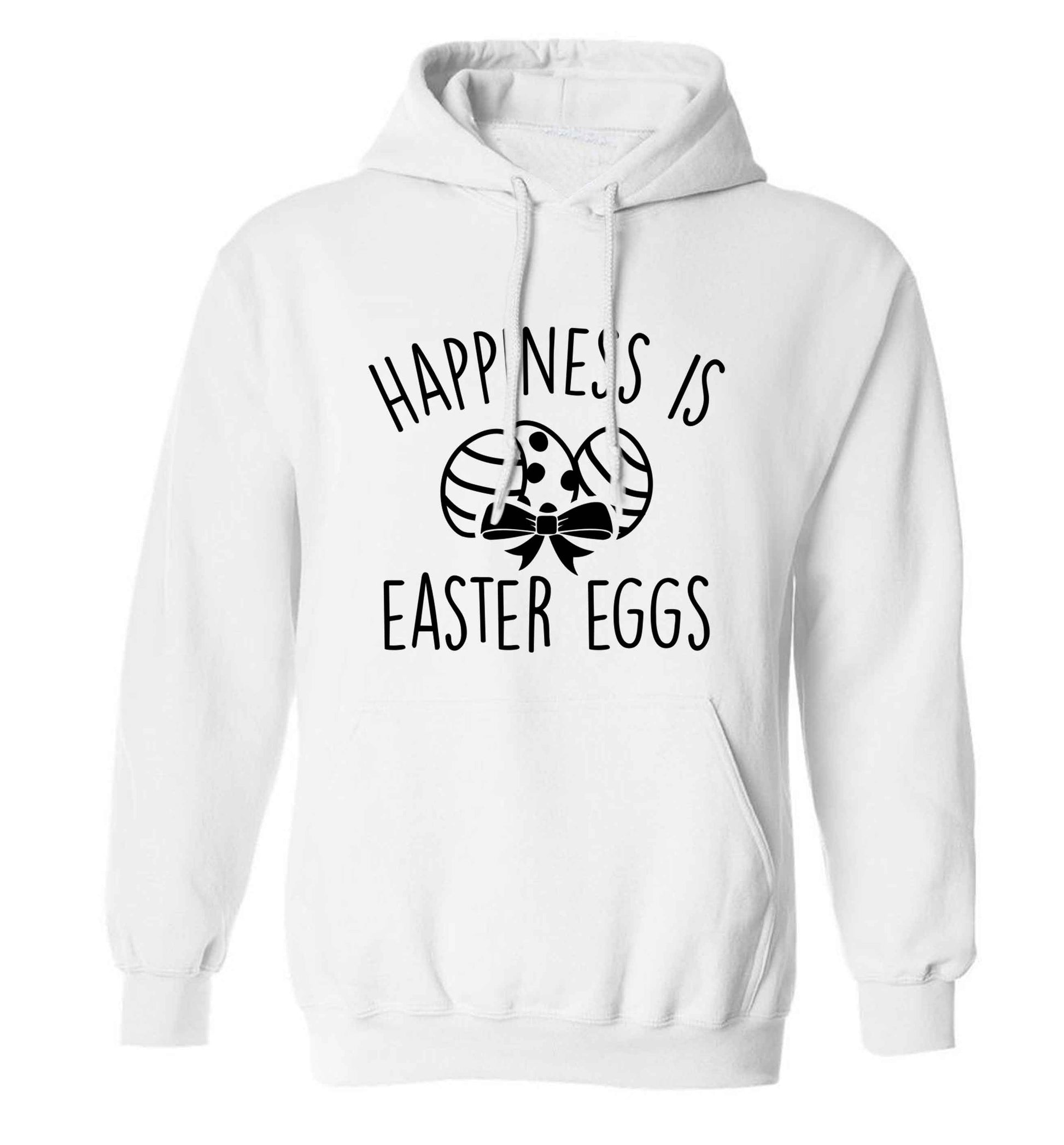 Happiness is Easter eggs adults unisex white hoodie 2XL