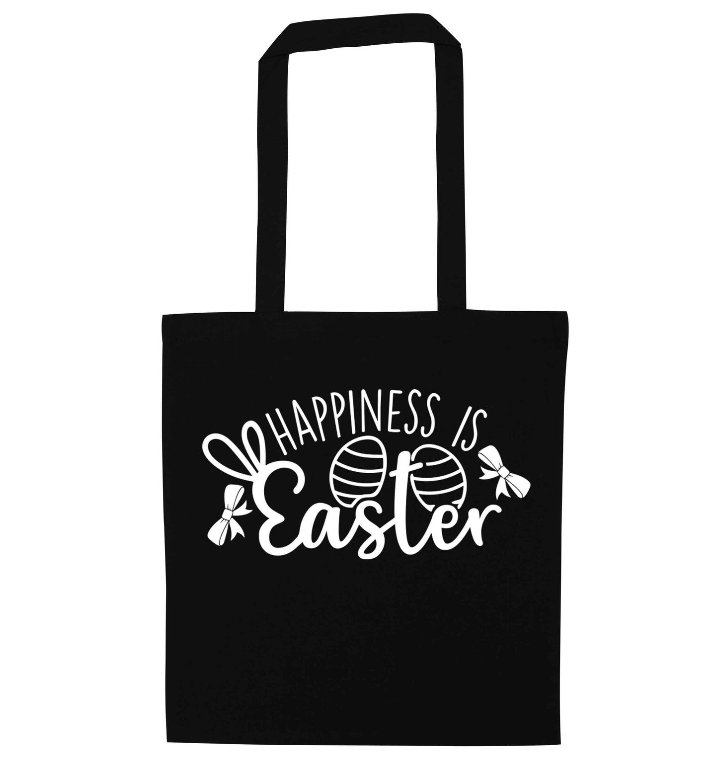 Happiness is easter black tote bag