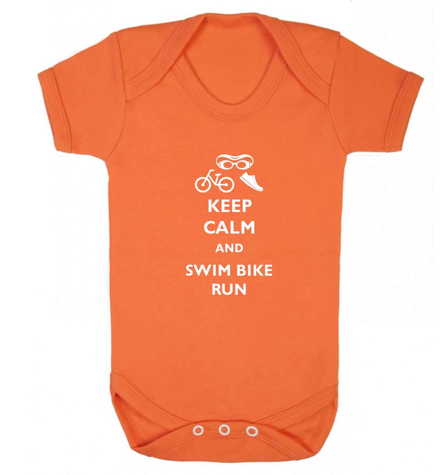 Keep calm and swim bike run baby vest orange 18-24 months