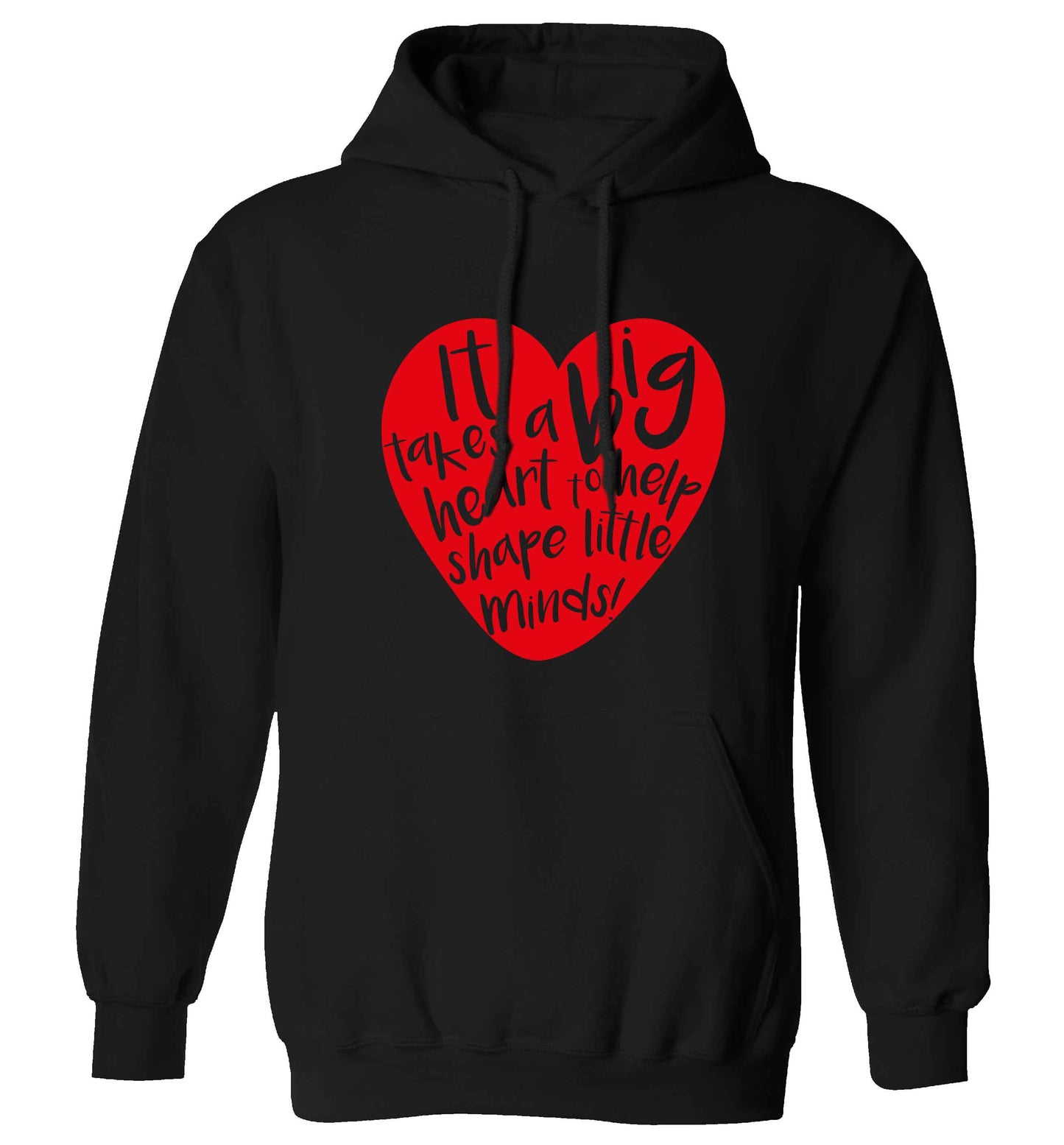 It takes a big heart to help shape little minds adults unisex black hoodie 2XL