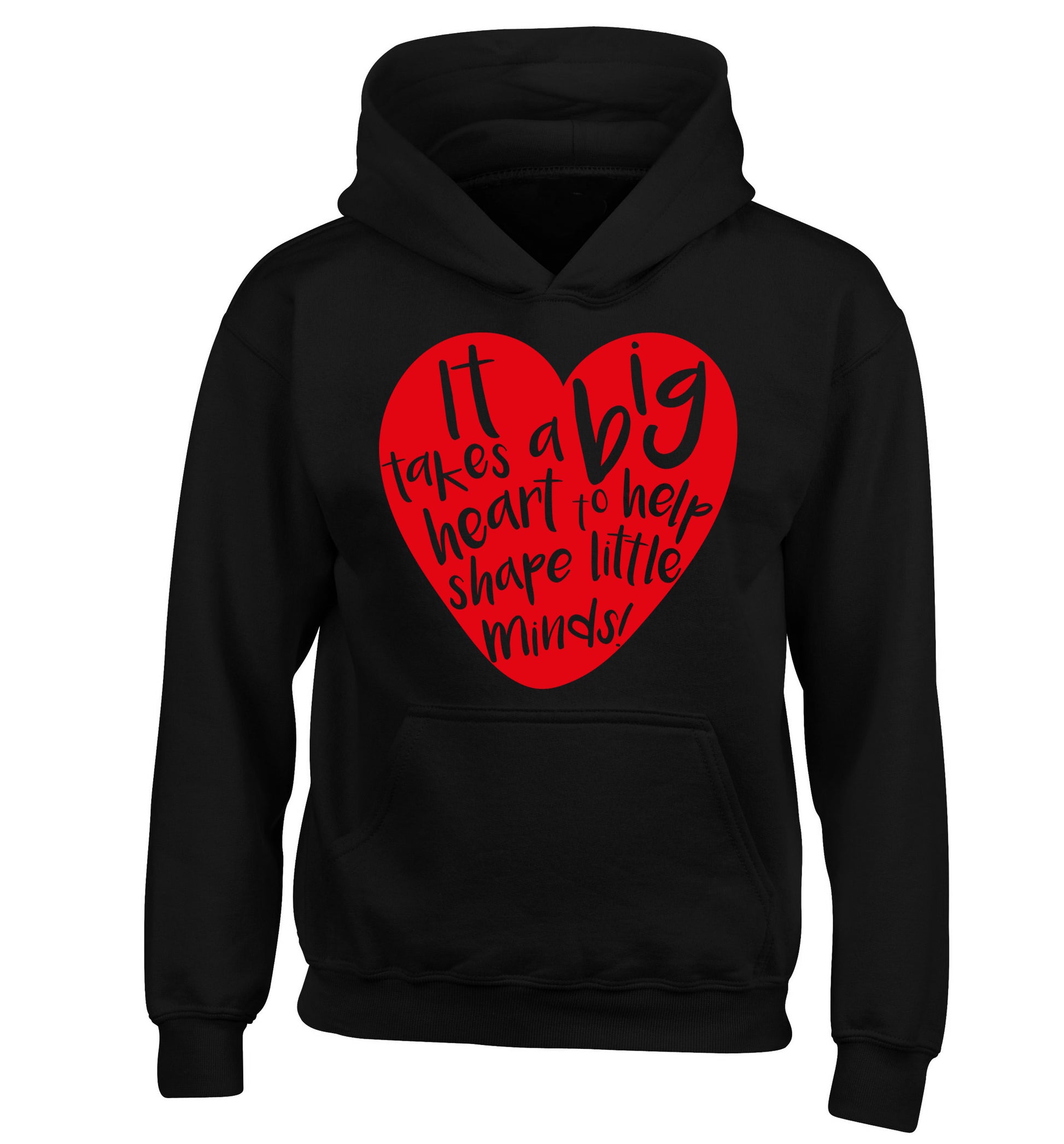 It takes a big heart to help teach little minds children's black hoodie 12-14 Years
