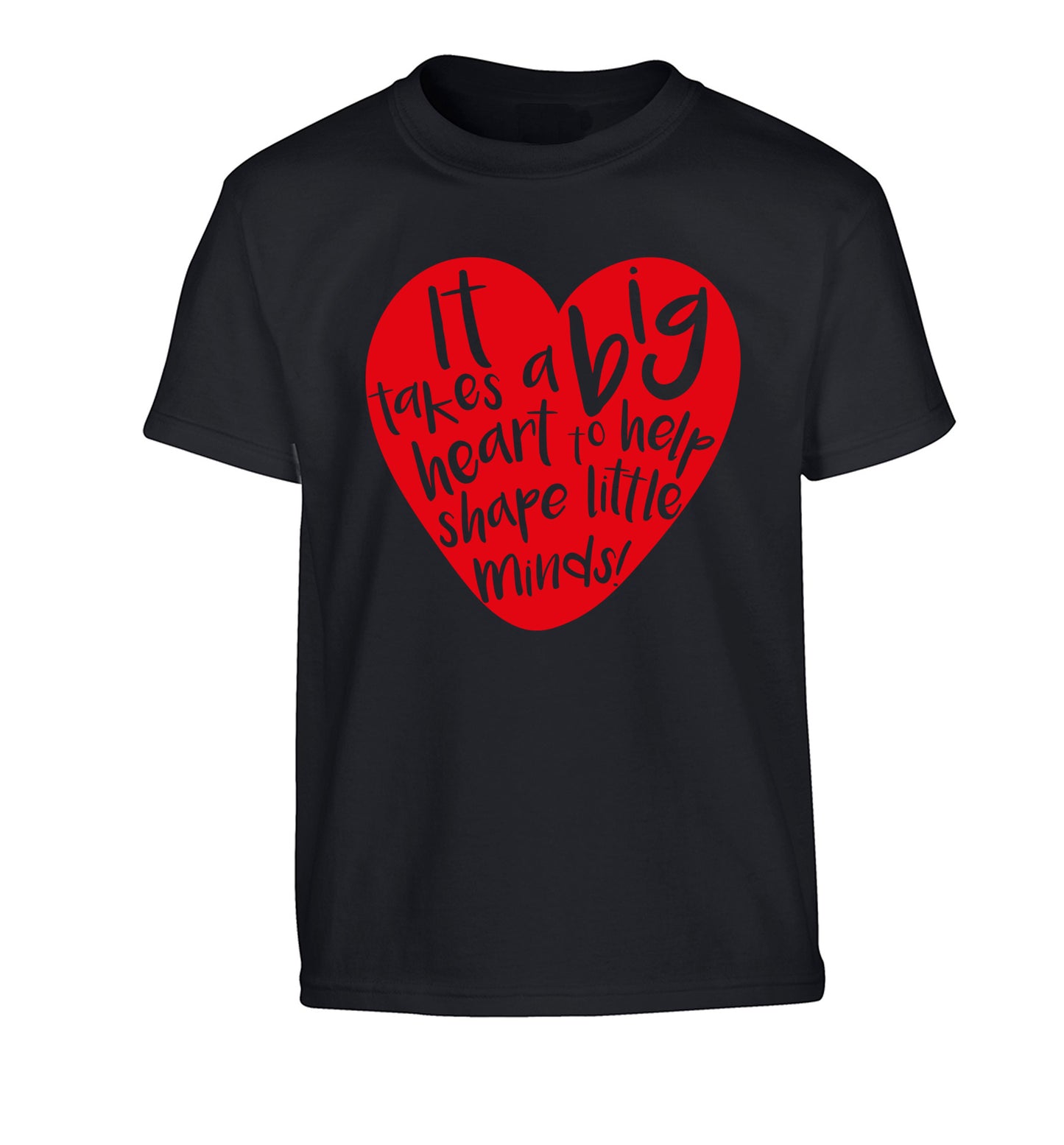 It takes a big heart to help teach little minds Children's black Tshirt 12-14 Years