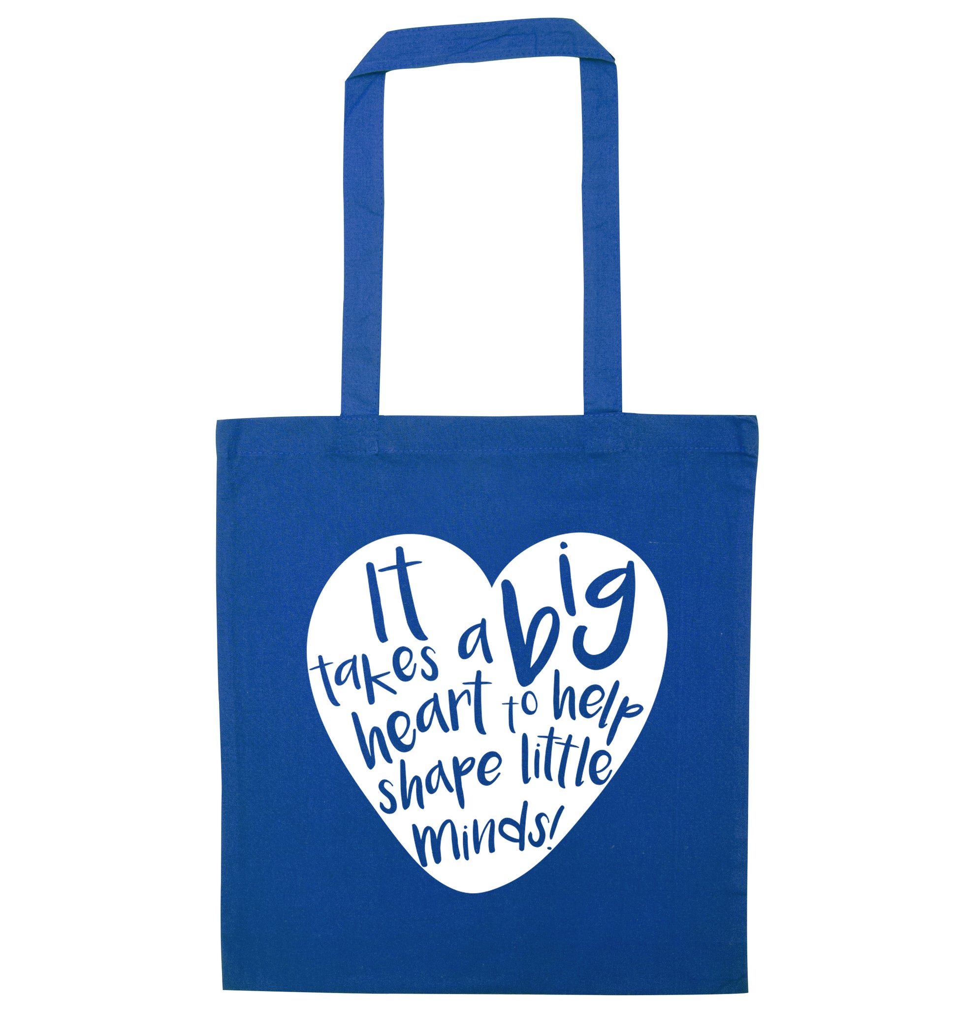 It takes a big heart to help teach little minds blue tote bag