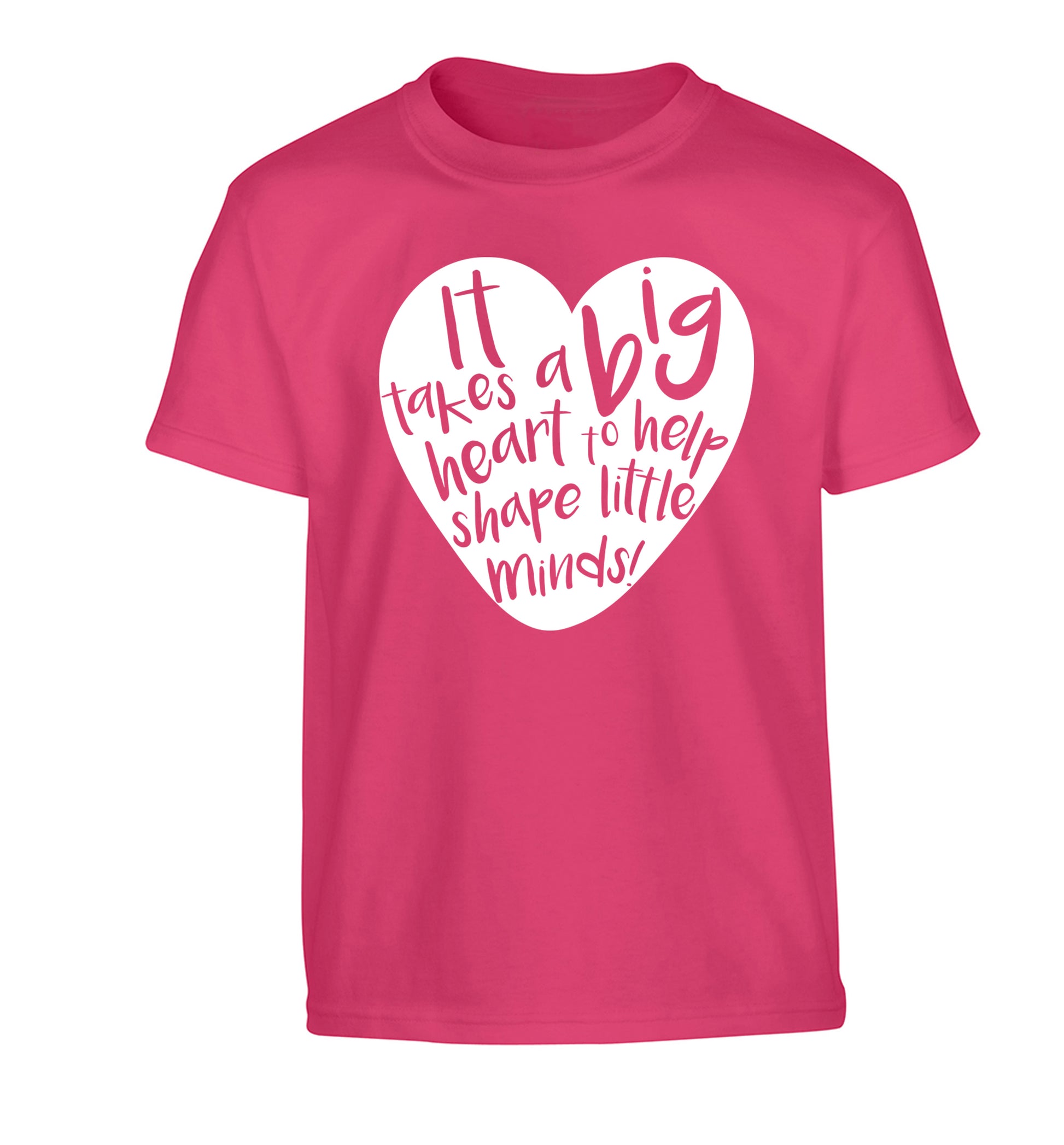 It takes a big heart to help teach little minds Children's pink Tshirt 12-14 Years