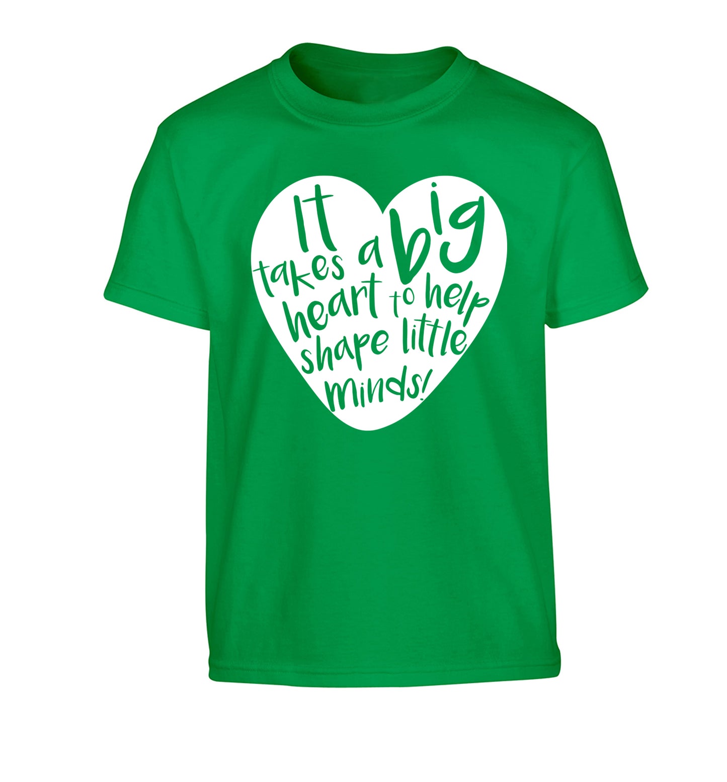 It takes a big heart to help teach little minds Children's green Tshirt 12-14 Years