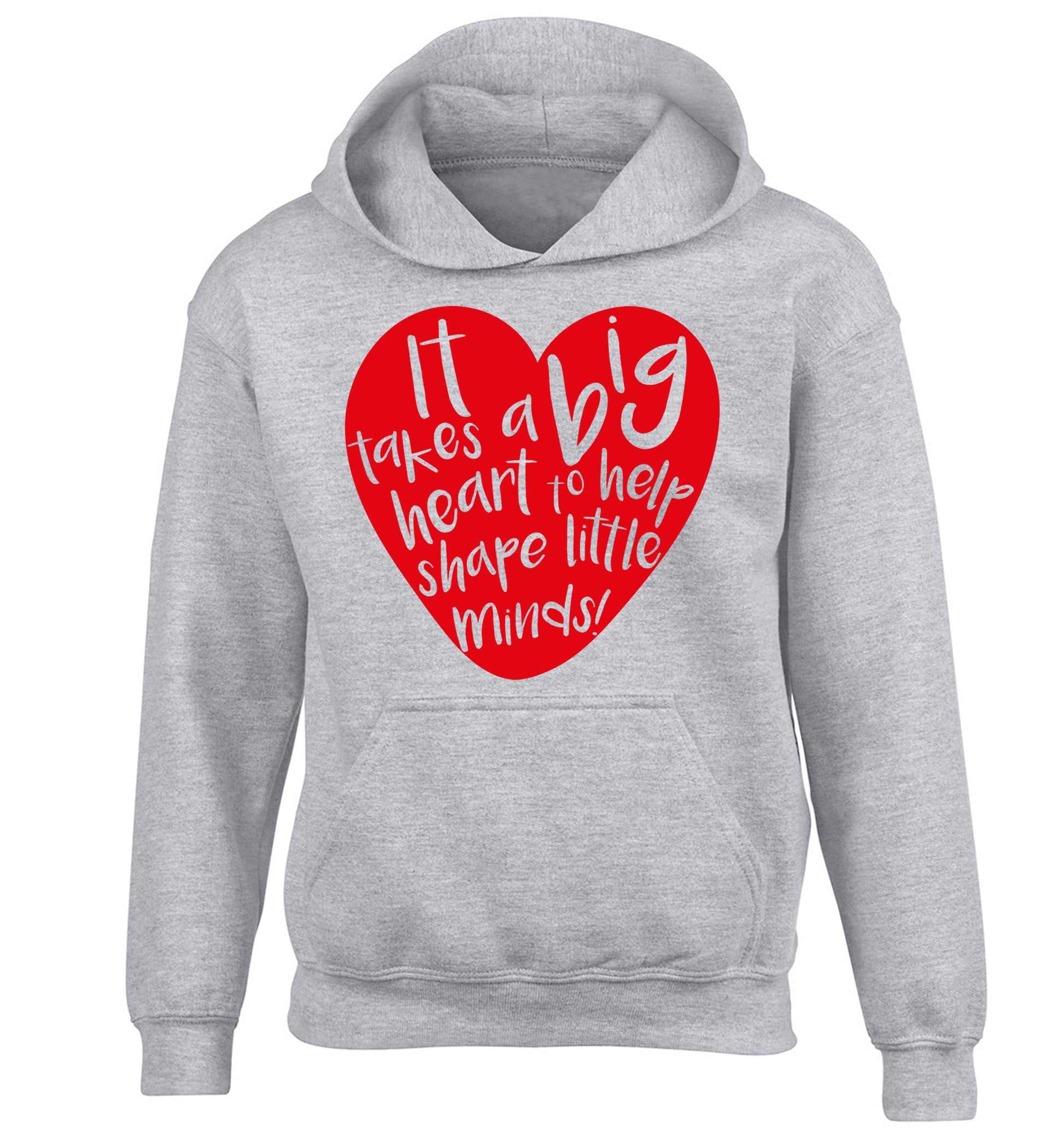 It takes a big heart to help teach little minds children's grey hoodie 12-14 Years