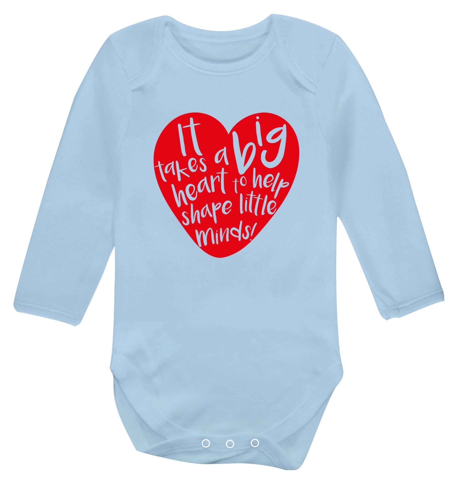 It takes a big heart to help shape little minds baby vest long sleeved pale blue 6-12 months