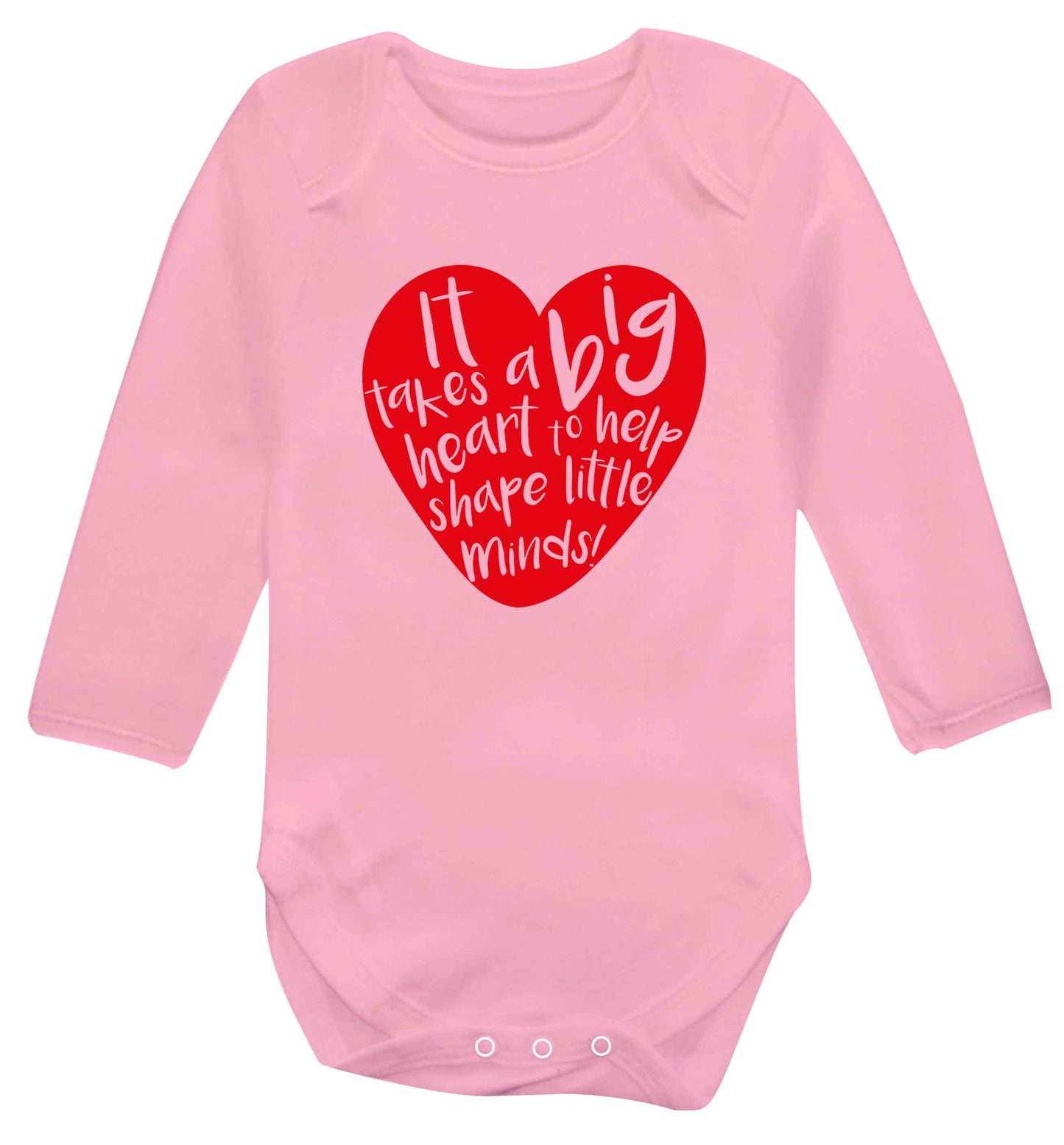 It takes a big heart to help shape little minds baby vest long sleeved pale pink 6-12 months