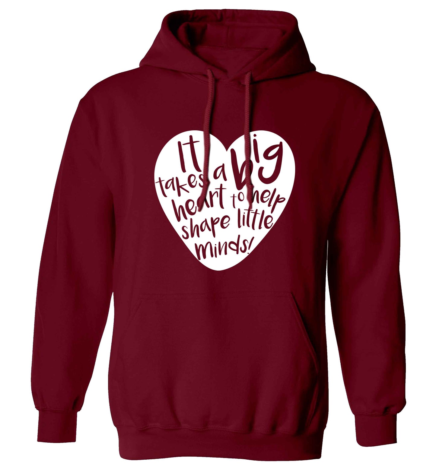 It takes a big heart to help shape little minds adults unisex maroon hoodie 2XL