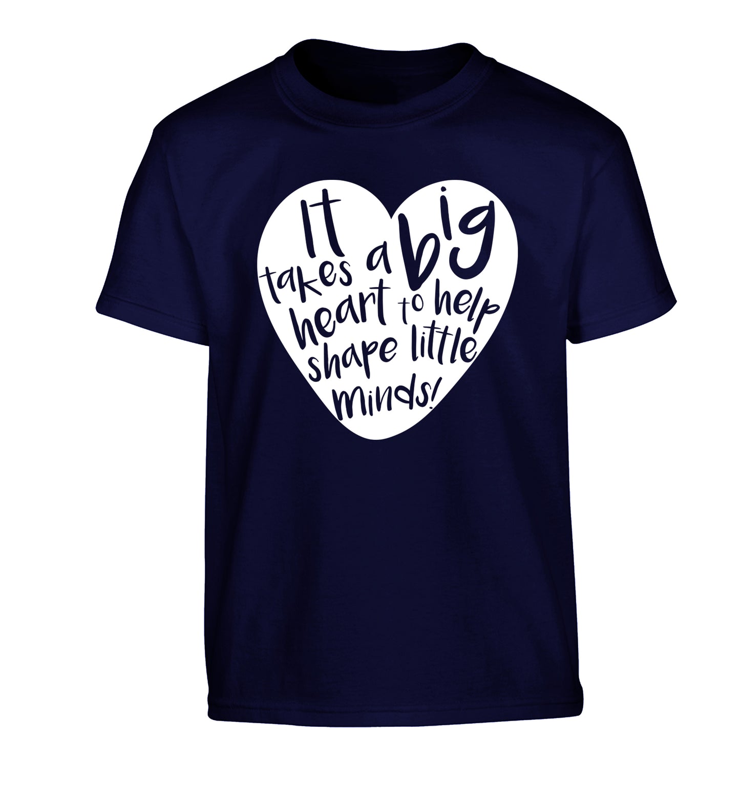 It takes a big heart to help teach little minds Children's navy Tshirt 12-14 Years