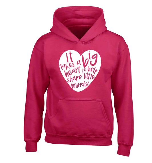 It takes a big heart to help shape little minds children's pink hoodie 12-13 Years