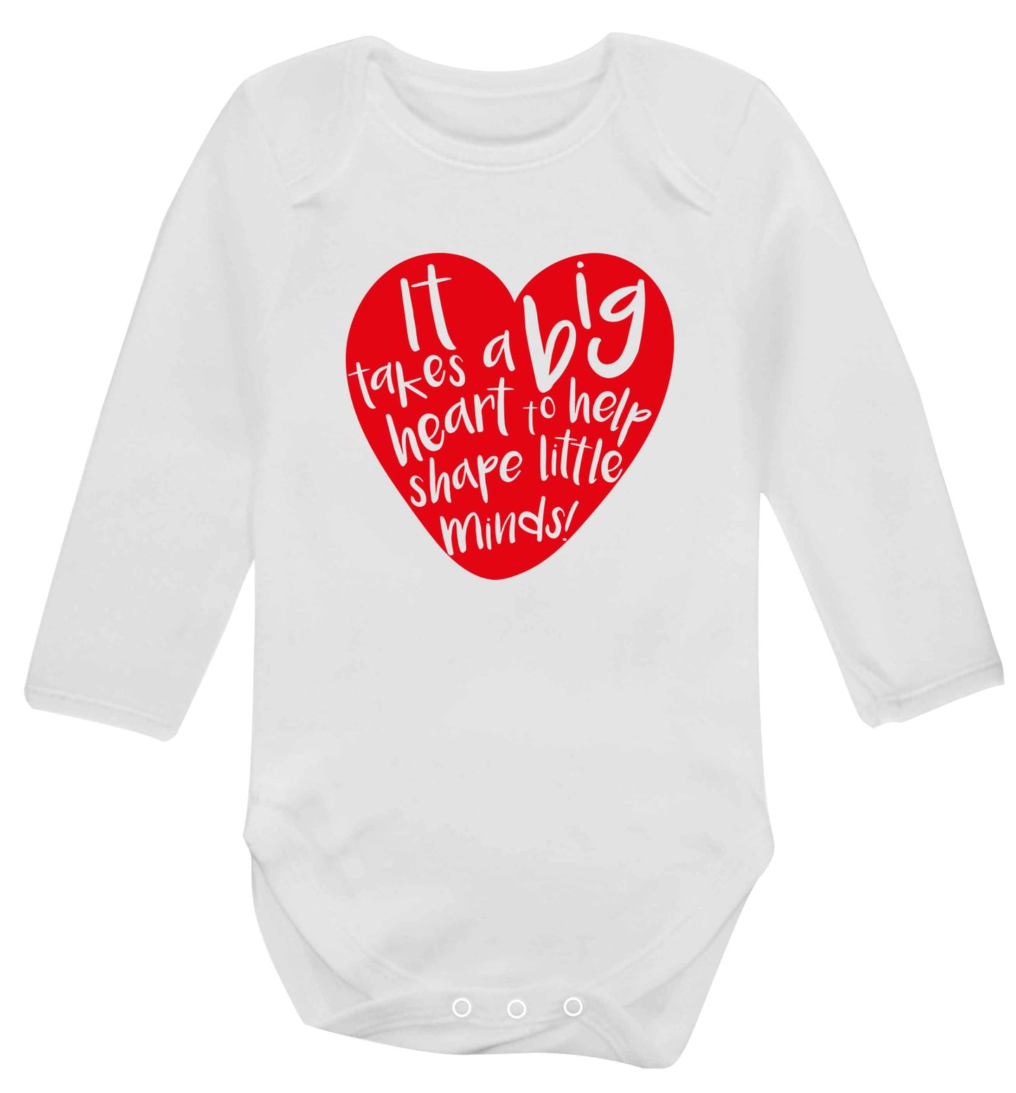 It takes a big heart to help shape little minds baby vest long sleeved white 6-12 months