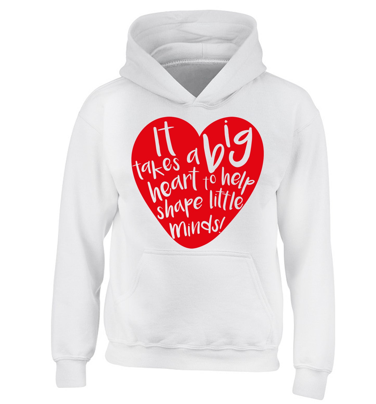 It takes a big heart to help teach little minds children's white hoodie 12-14 Years