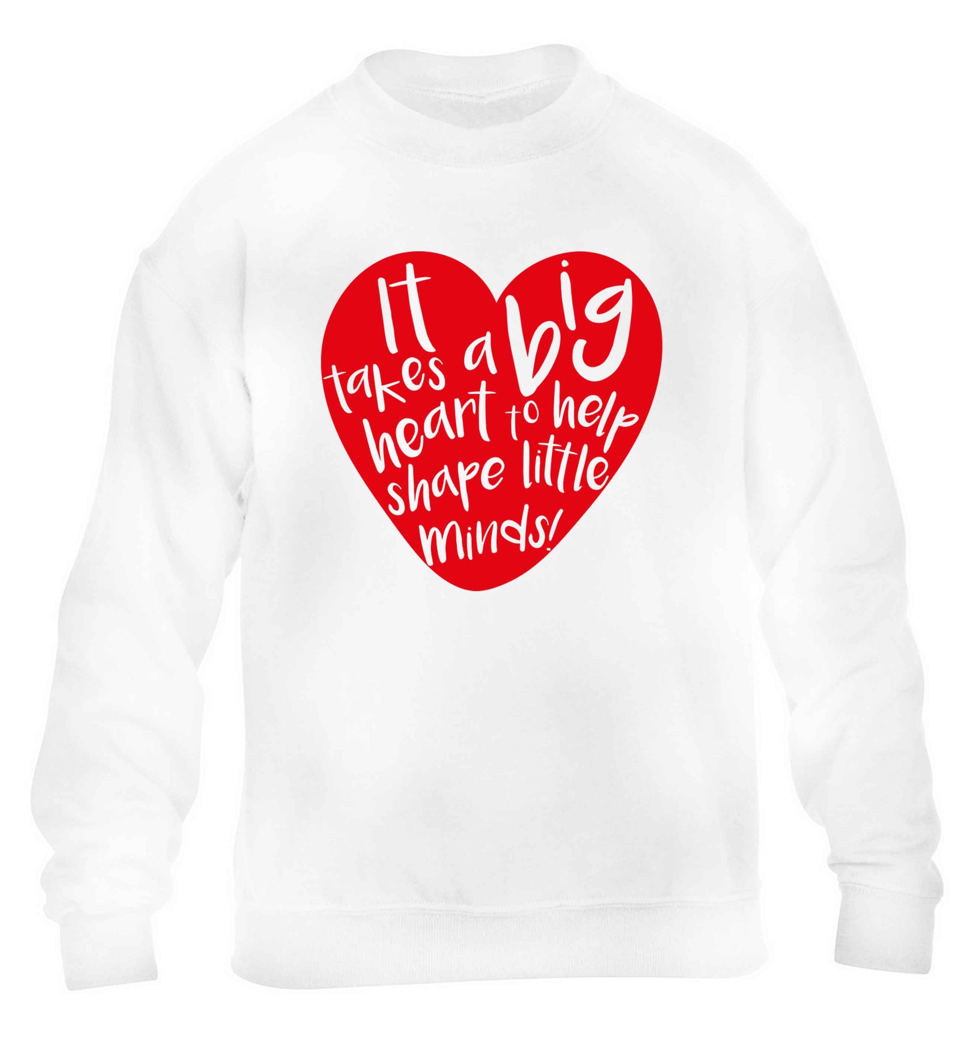 It takes a big heart to help shape little minds children's white sweater 12-13 Years