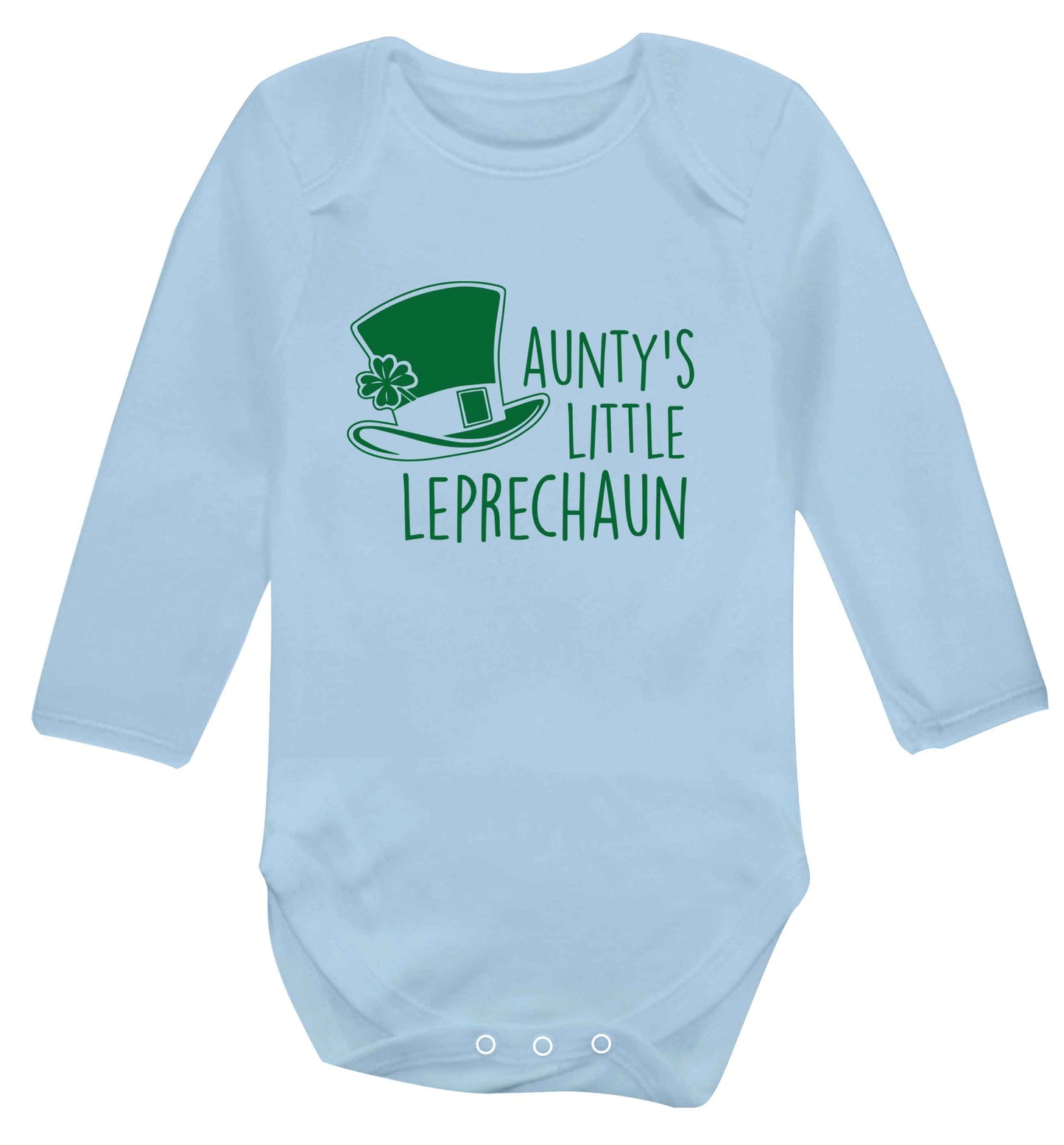 Aunty's little leprechaun baby vest long sleeved pale blue 6-12 months