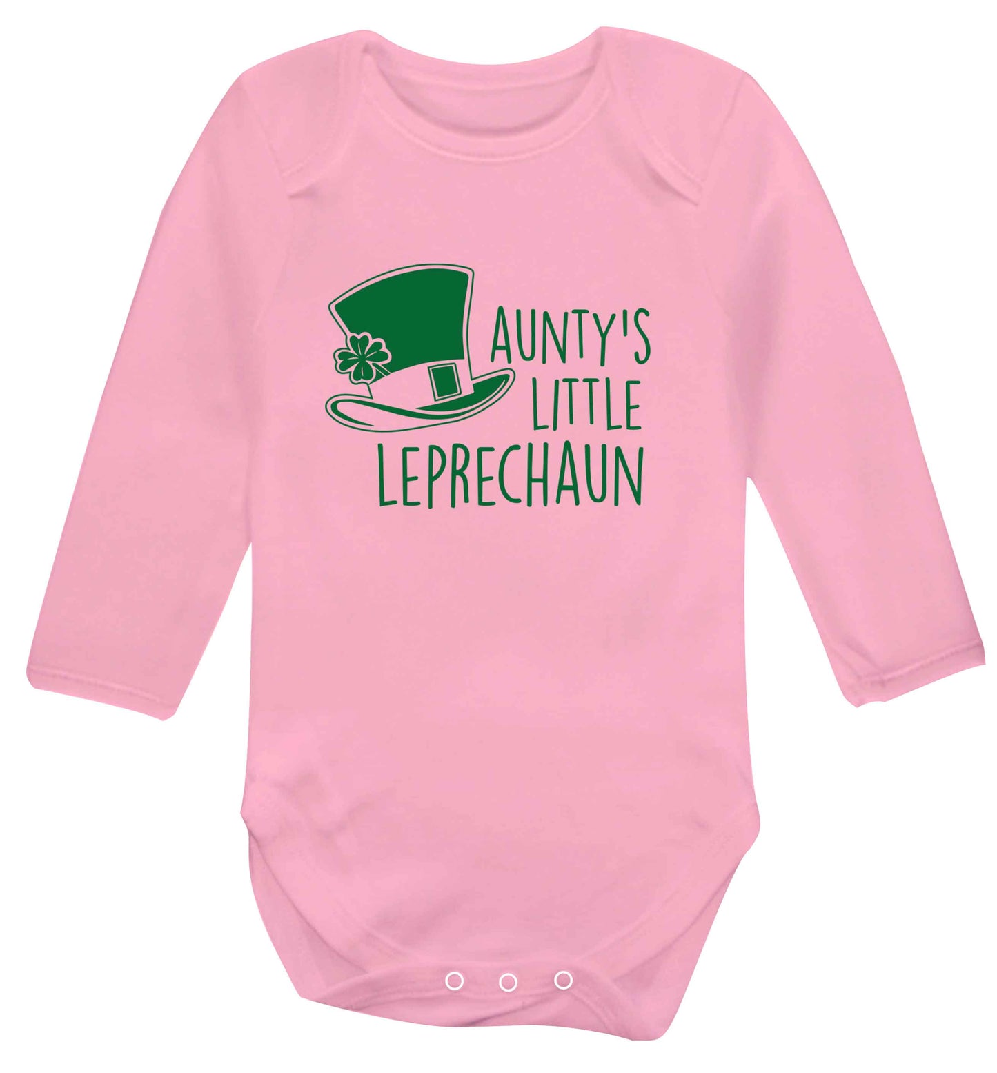 Aunty's little leprechaun baby vest long sleeved pale pink 6-12 months